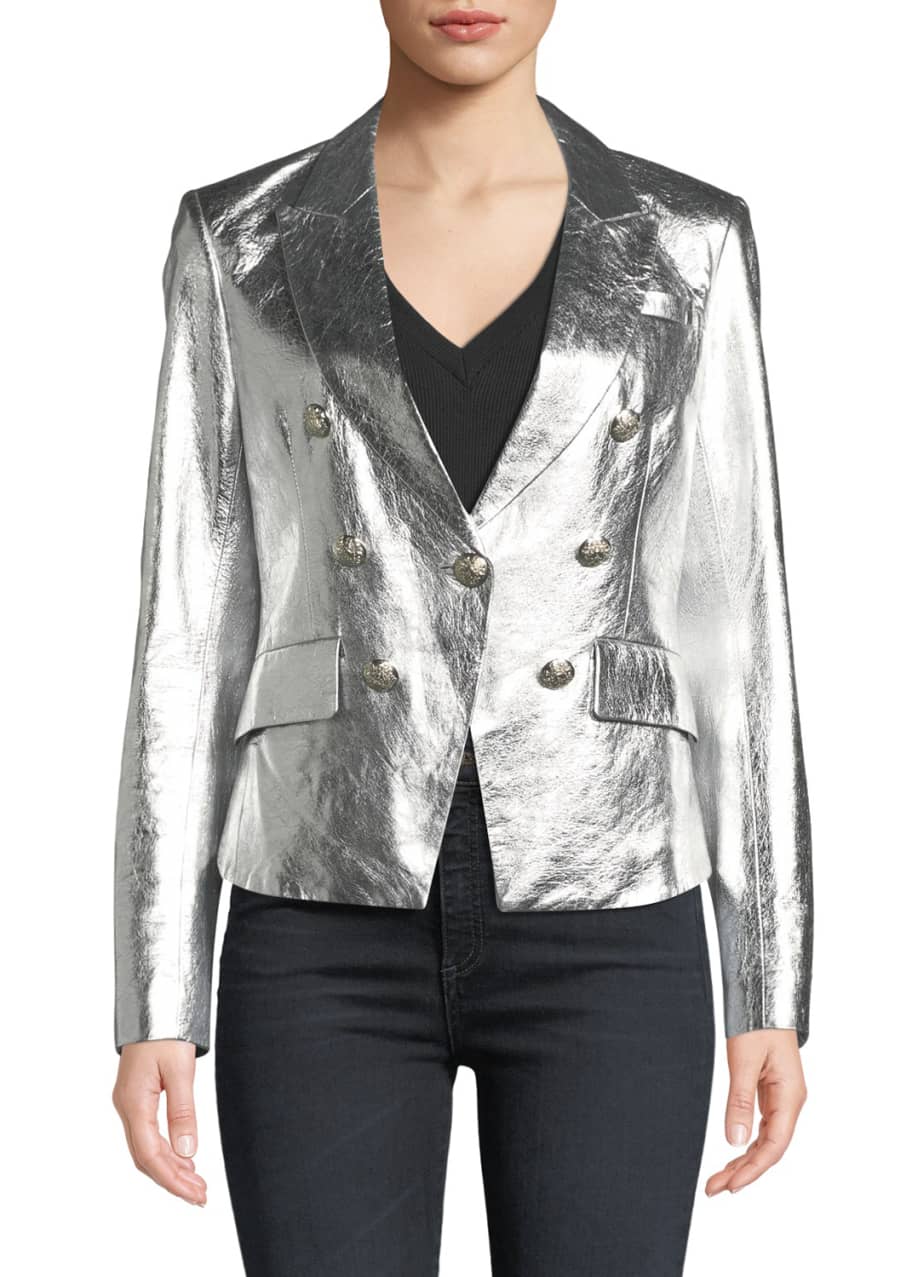 Veronica Beard Cooke Single-Button Metallic Leather Blazer - Bergdorf ...