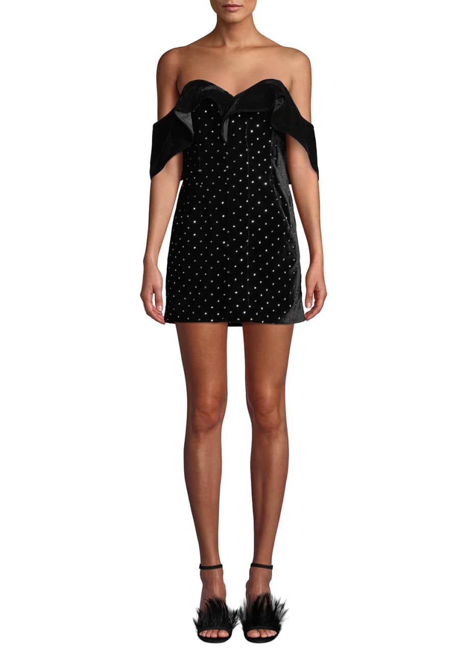 Self portrait off shop shoulder velvet dress