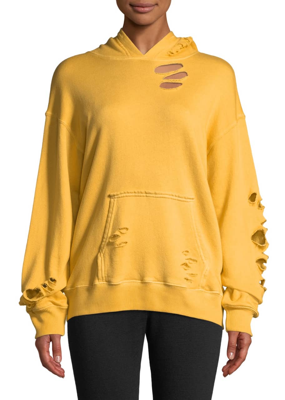 Oversized Distressed Pullover Hoodie Sweatshirt