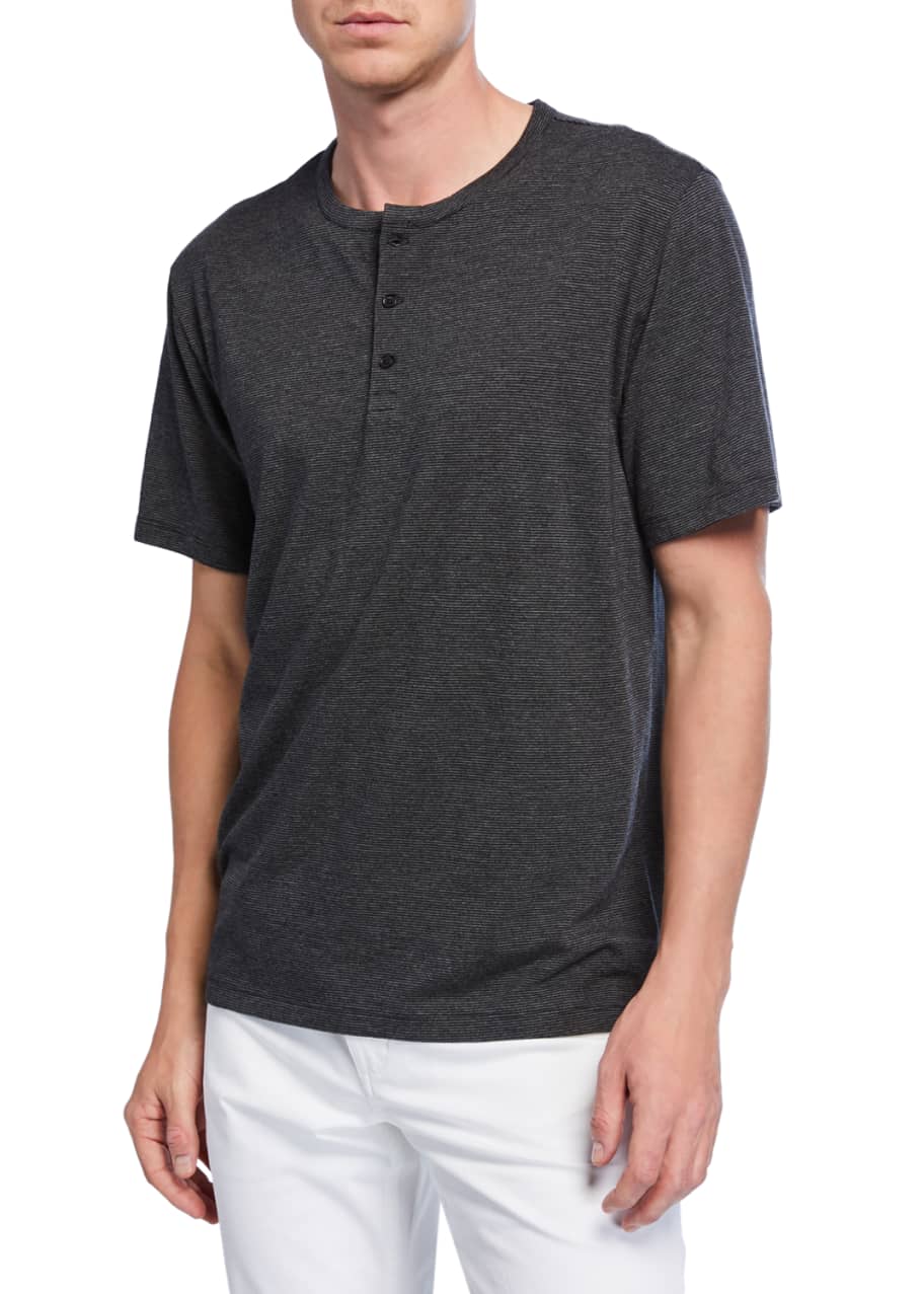 Vince Men's Short-Sleeve Feeder Stripe Henley Shirt - Bergdorf Goodman
