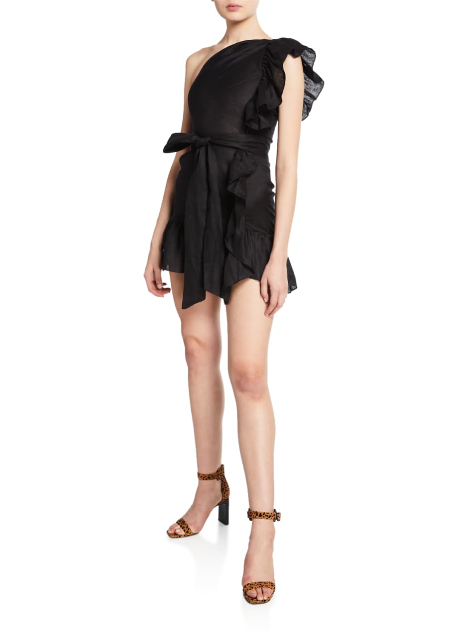Etoile Isabel Teller One-Shoulder Ruffle-Accented Mini Dress - Bergdorf Goodman