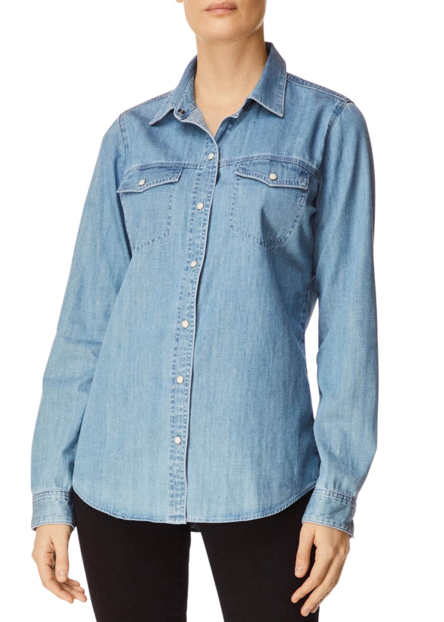 Perfect Denim Button Front Long Sleeve Shirt