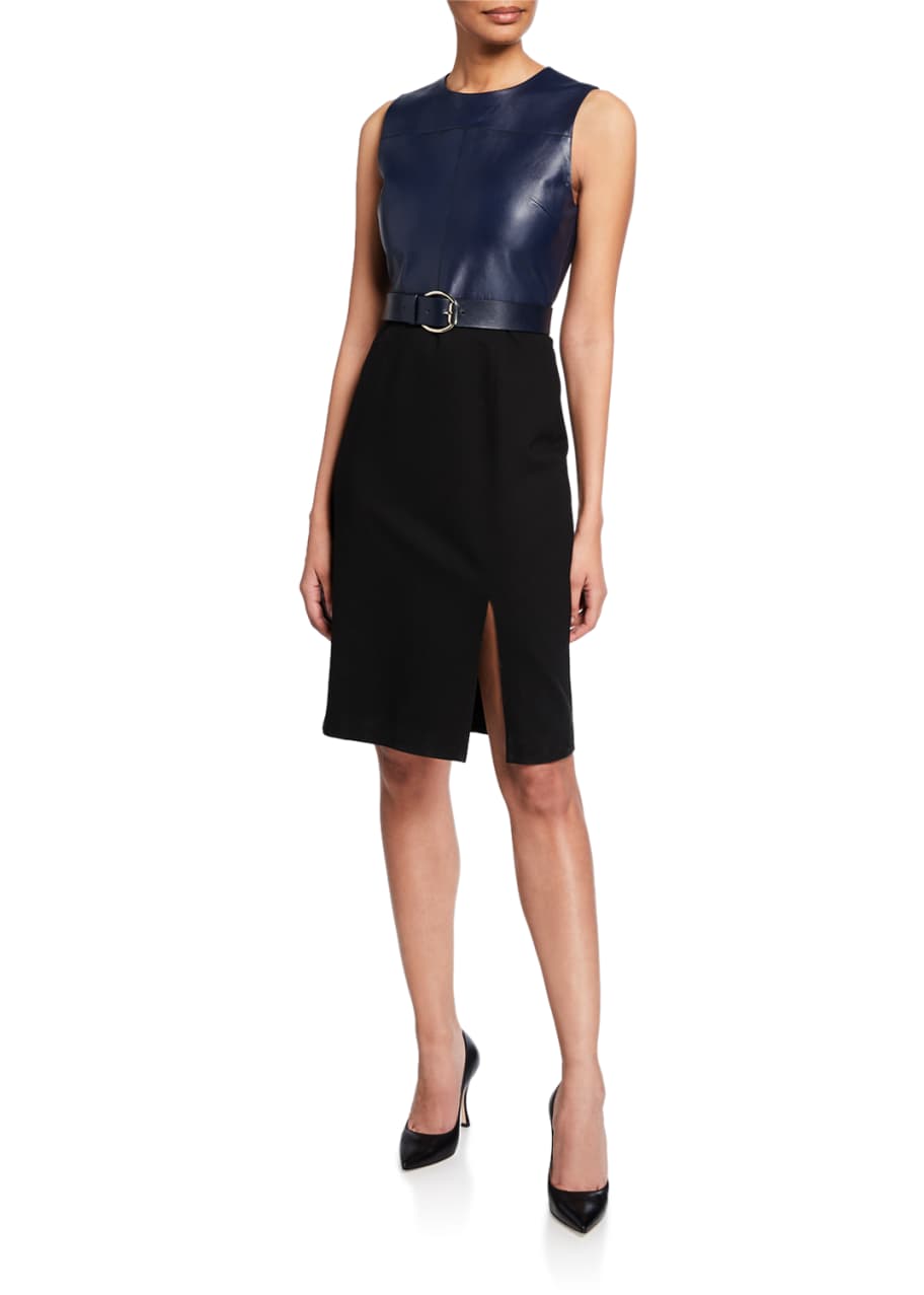 Elie tahari leather dress hot sale