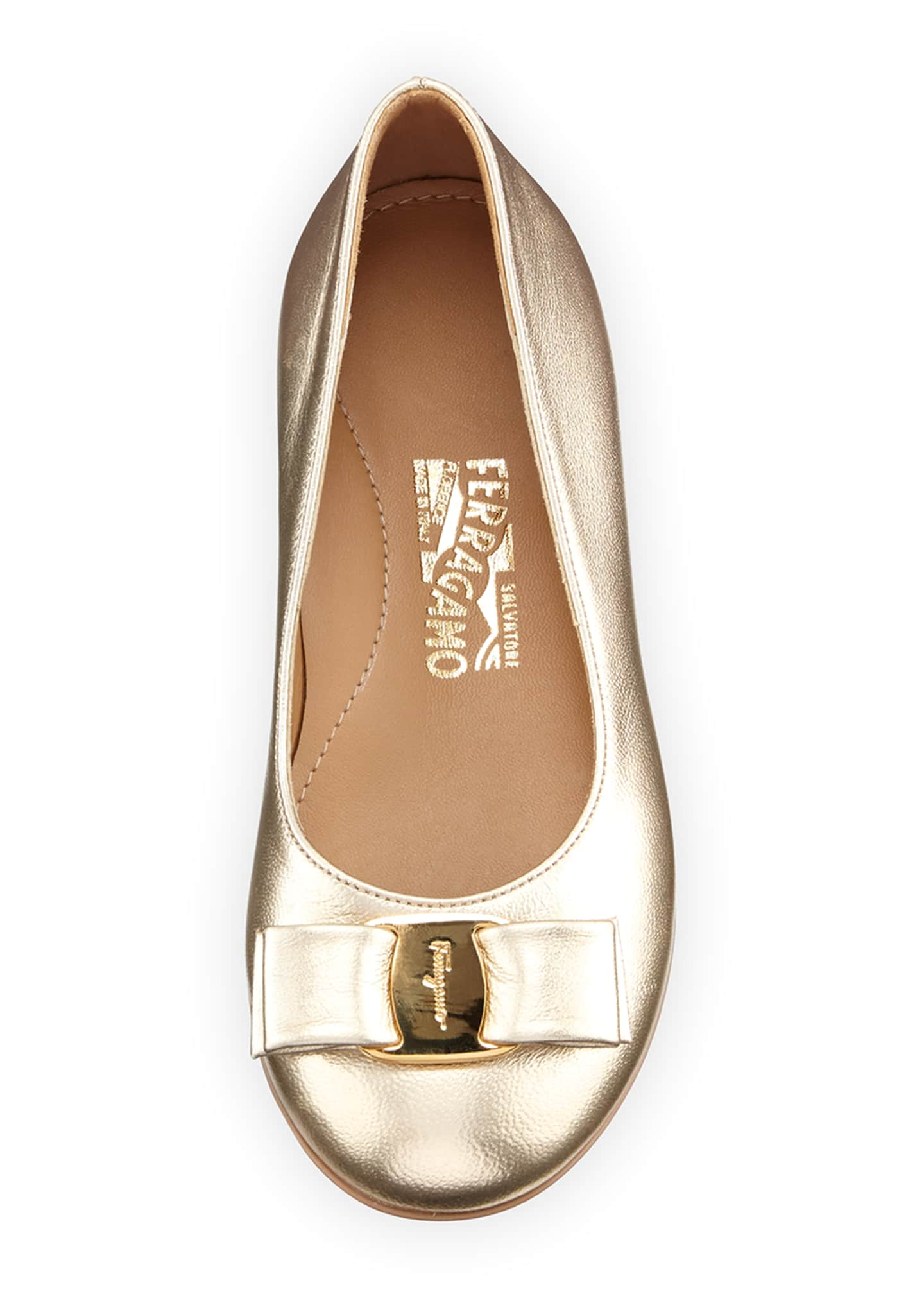 Salvatore Ferragamo Varina Mini Leather Ballet Flats, 10T-2Y - Bergdorf ...