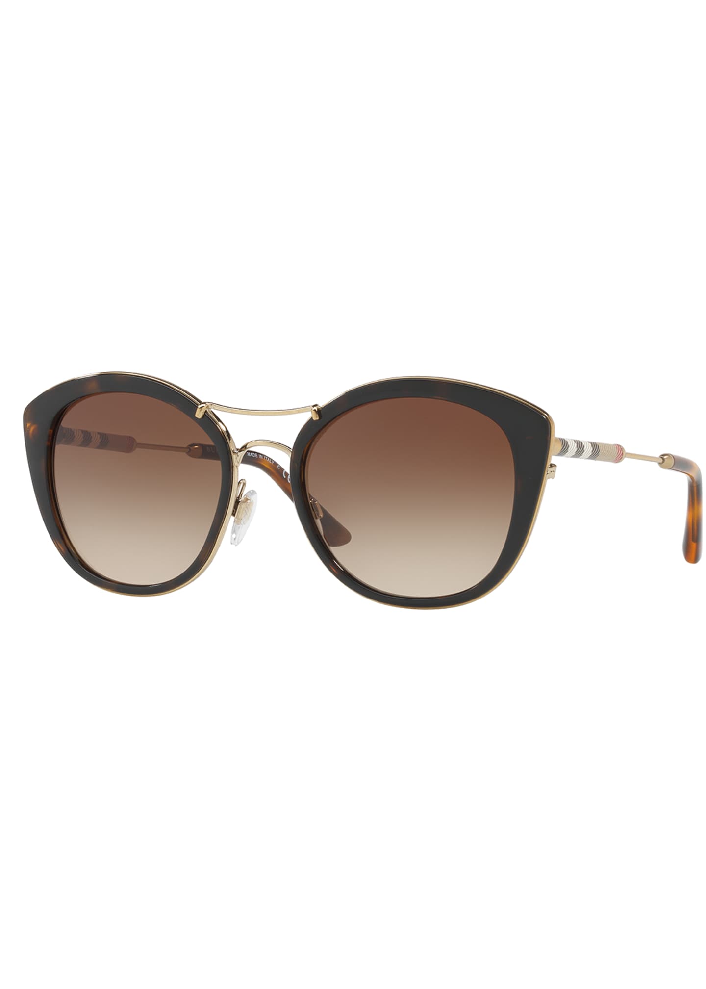 Burberry Round Sunglasses with Metal Trim - Bergdorf Goodman