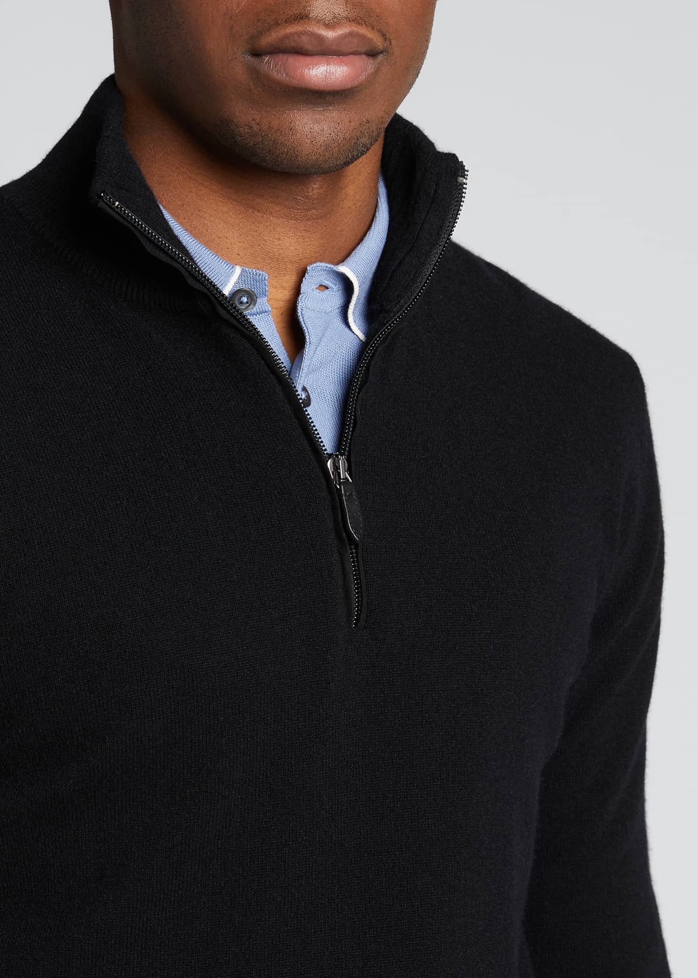 Bergdorf Goodman Men's Solid Cashmere Quarter-Zip Sweater - Bergdorf ...