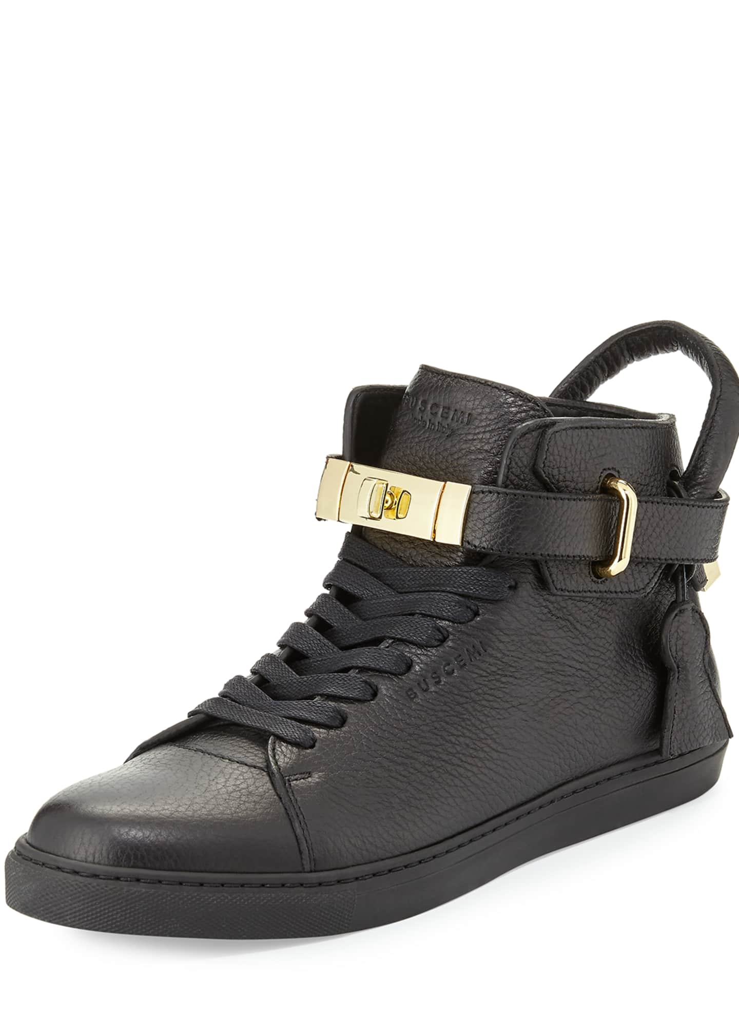 Ubestemt kaste støv i øjnene Telemacos Buscemi 100mm High-Top Leather Sneaker with Padlock, Black - Bergdorf  Goodman