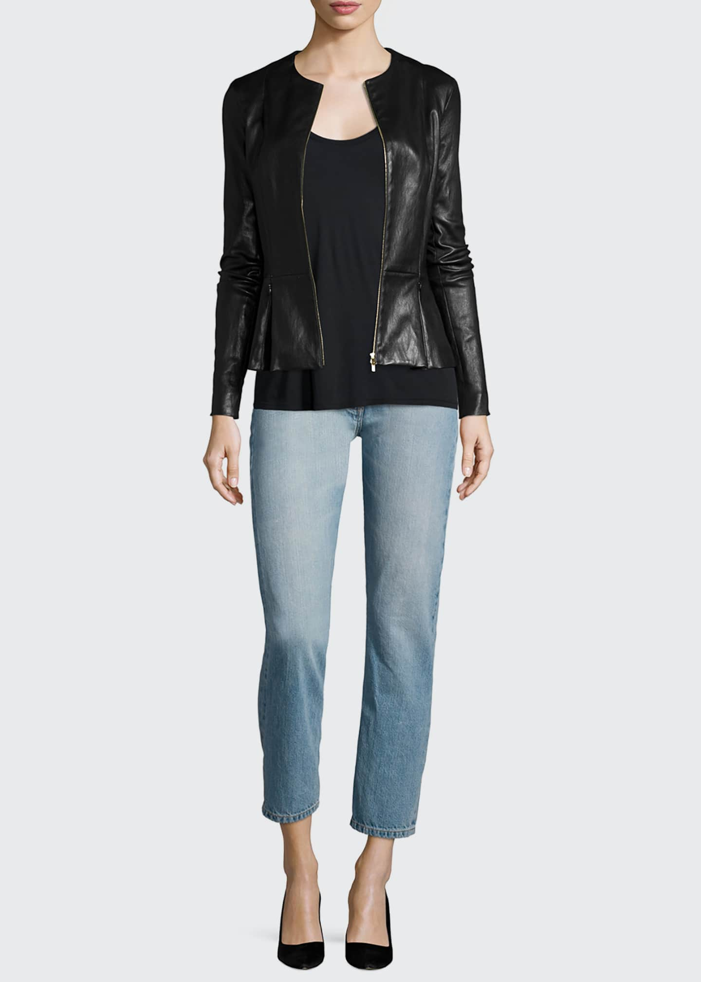 THE ROW Anasta Zip-Front Leather Jacket, Black - Bergdorf Goodman