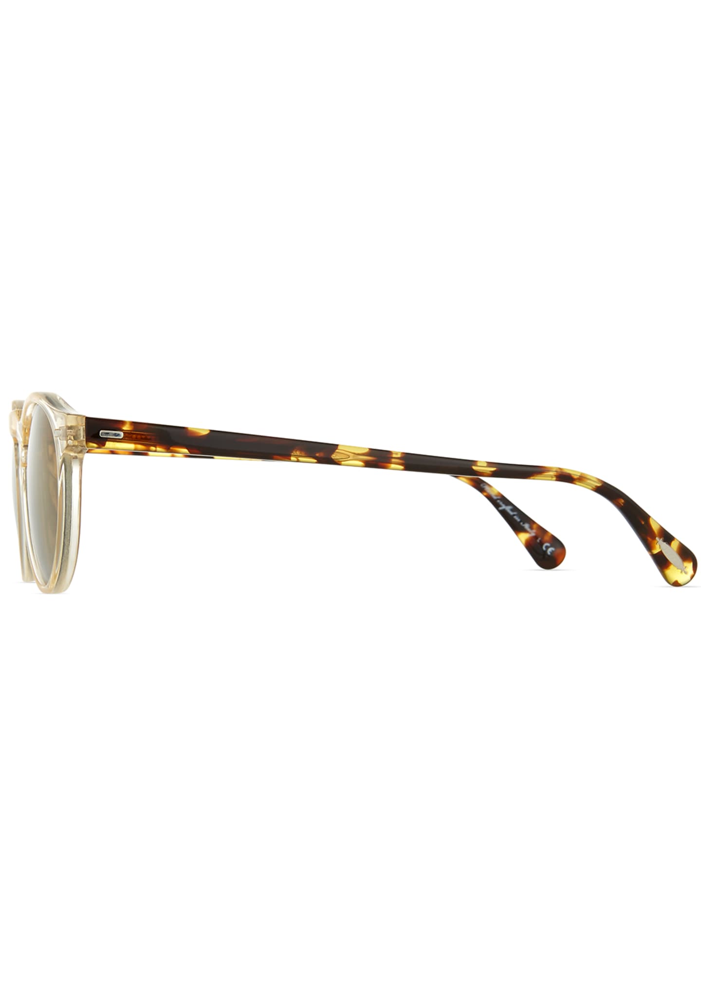 Oliver Peoples Gregory Peck Round Plastic Sunglasses, Clear/Tortoise