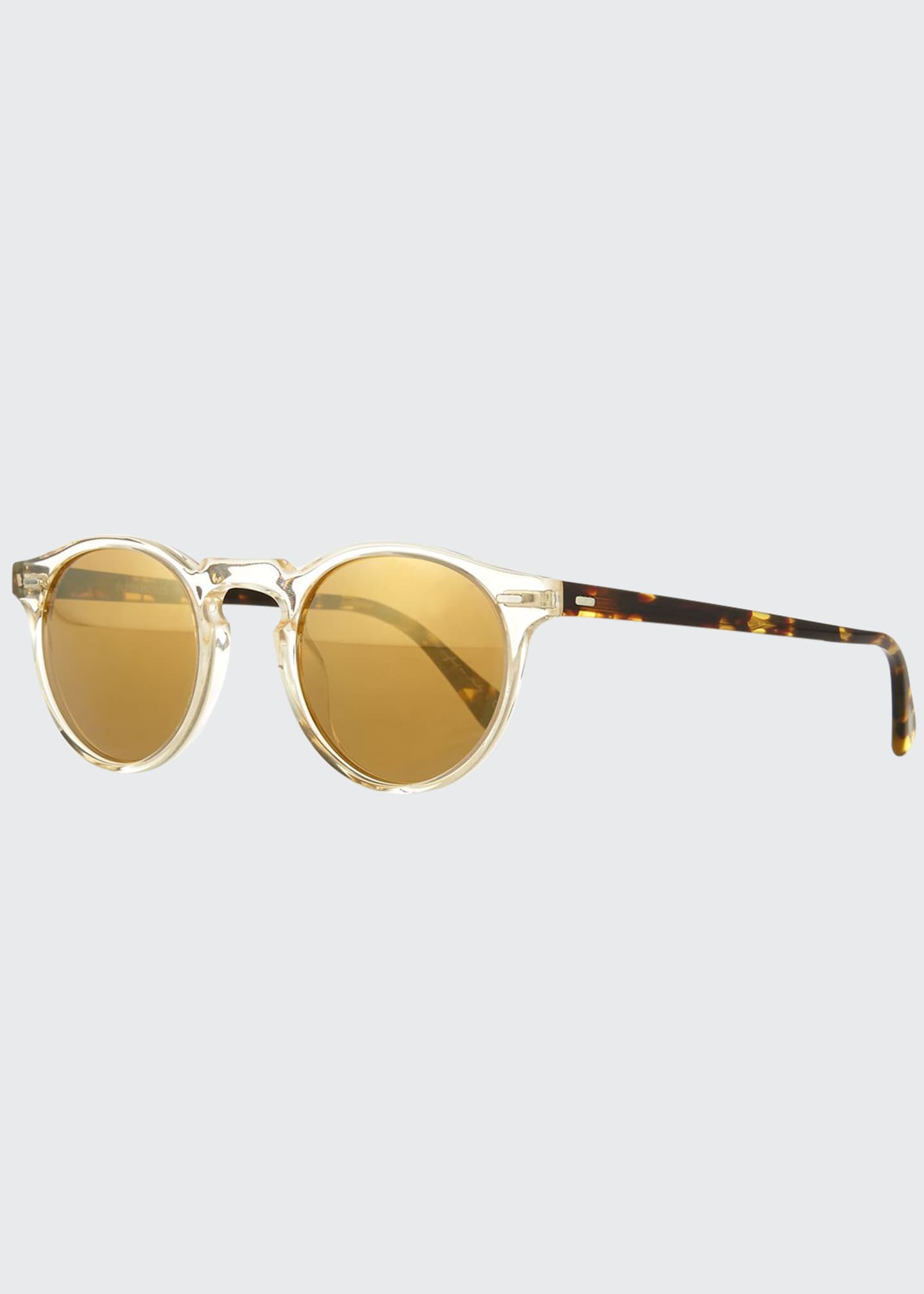 Oliver Peoples Gregory Peck Round Plastic Sunglasses, Clear/Tortoise