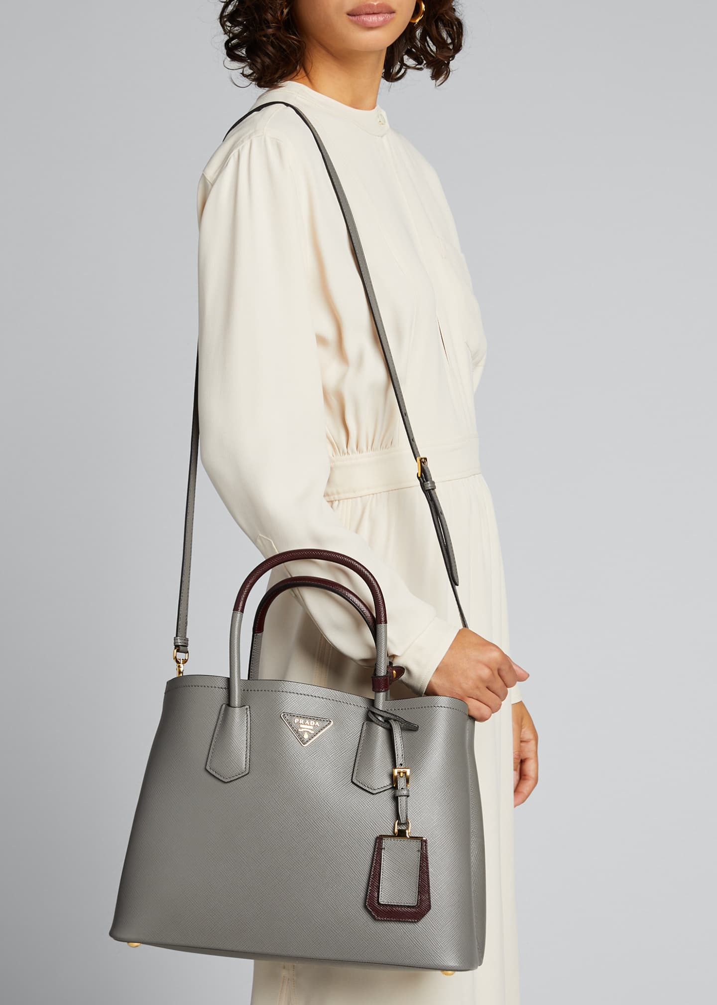 prada double bag grey