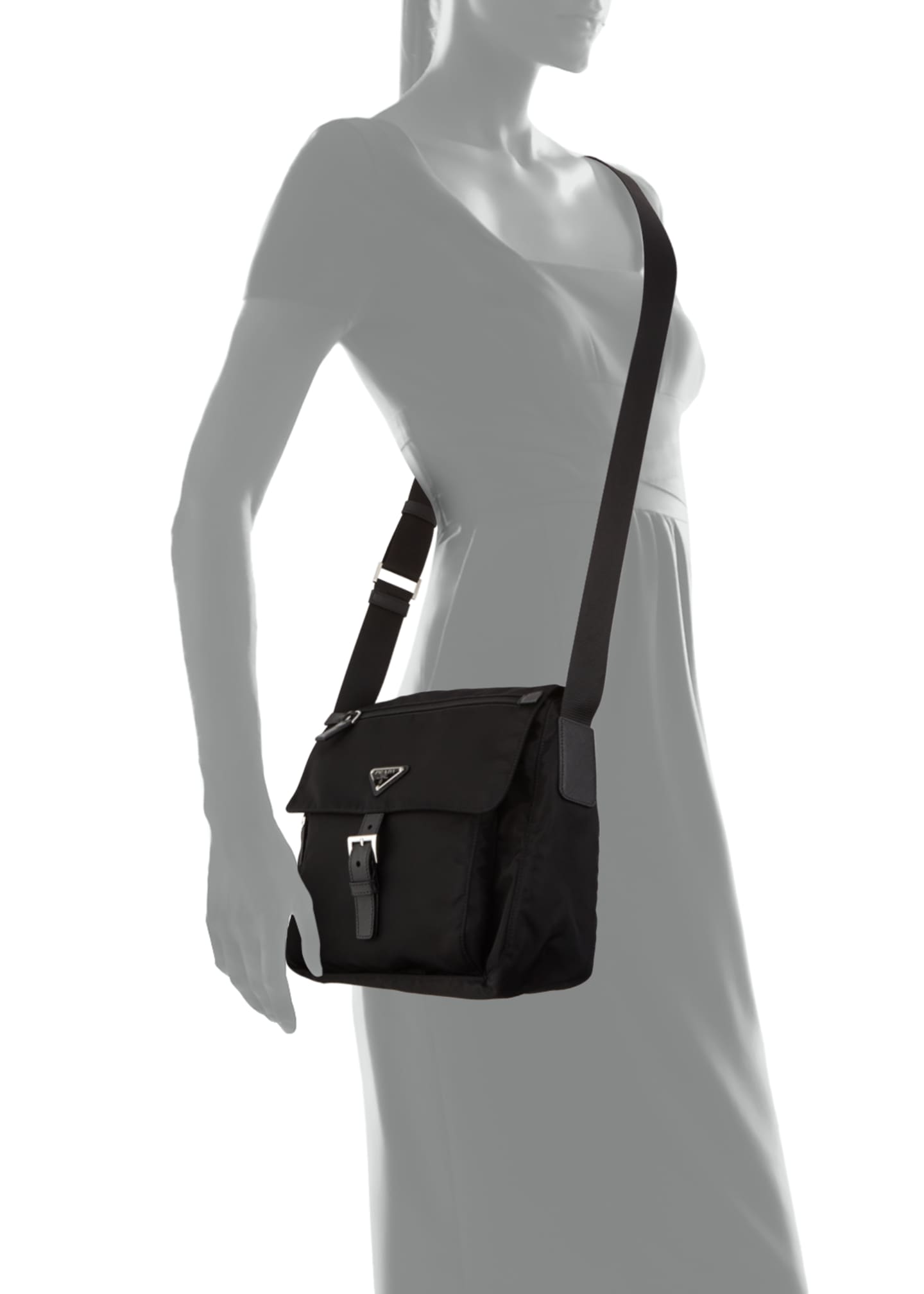 Prada Small Nylon Crossbody Bag, Black (Nero) Bergdorf Goodman