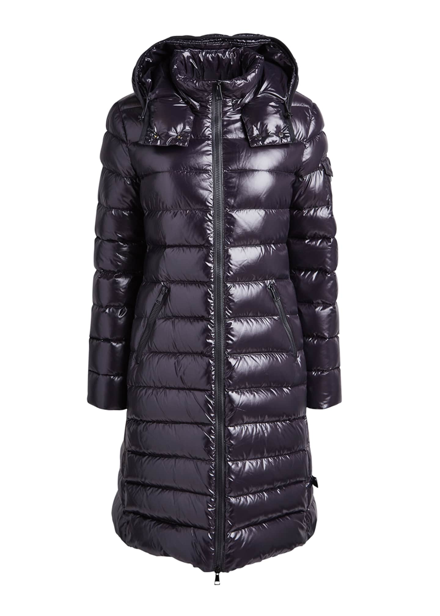 Moncler Moka Shiny Fitted Puffer Coat with Hood - Bergdorf Goodman