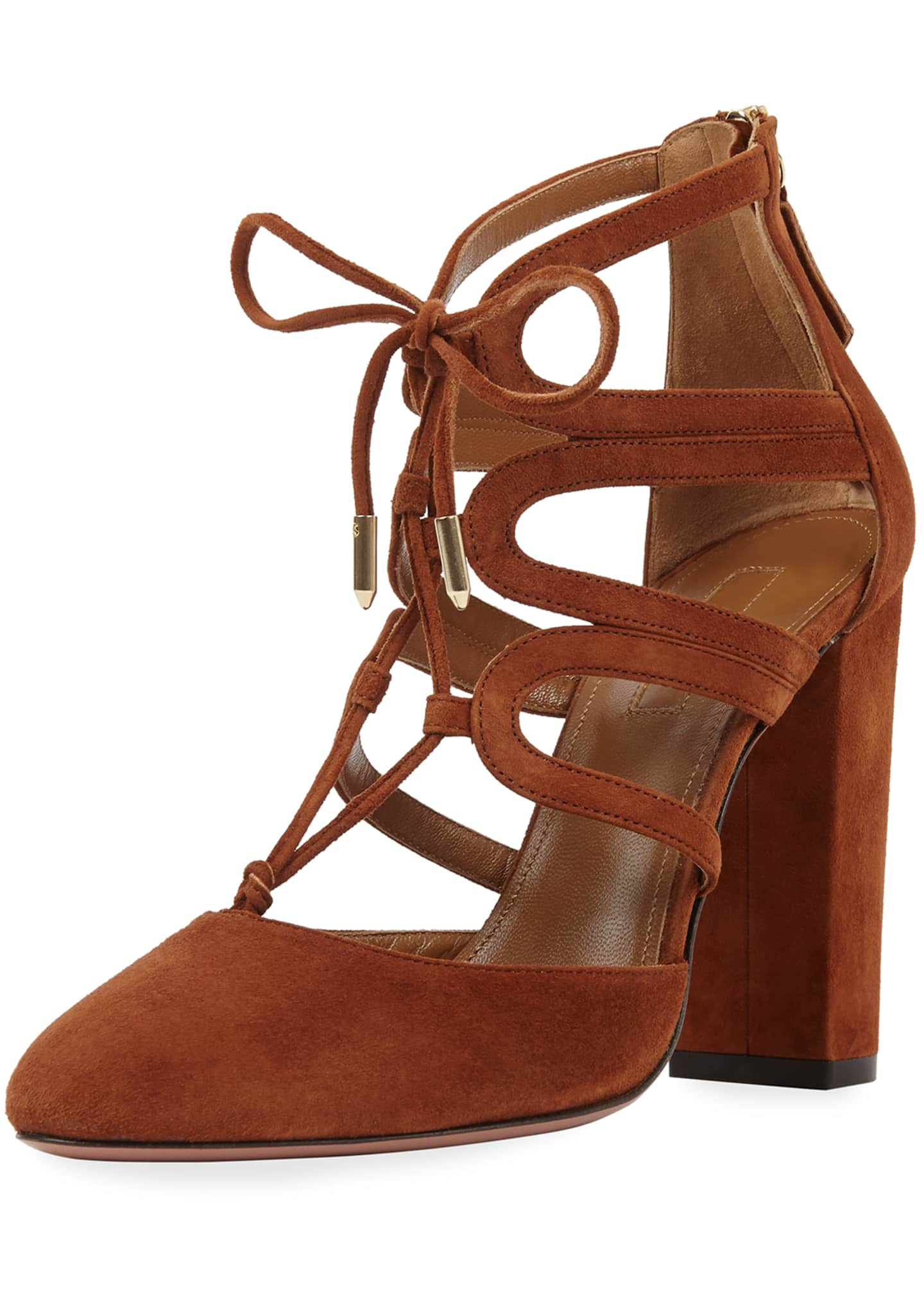 Holli Curvy-Caged Pumps, Cognac - Bergdorf