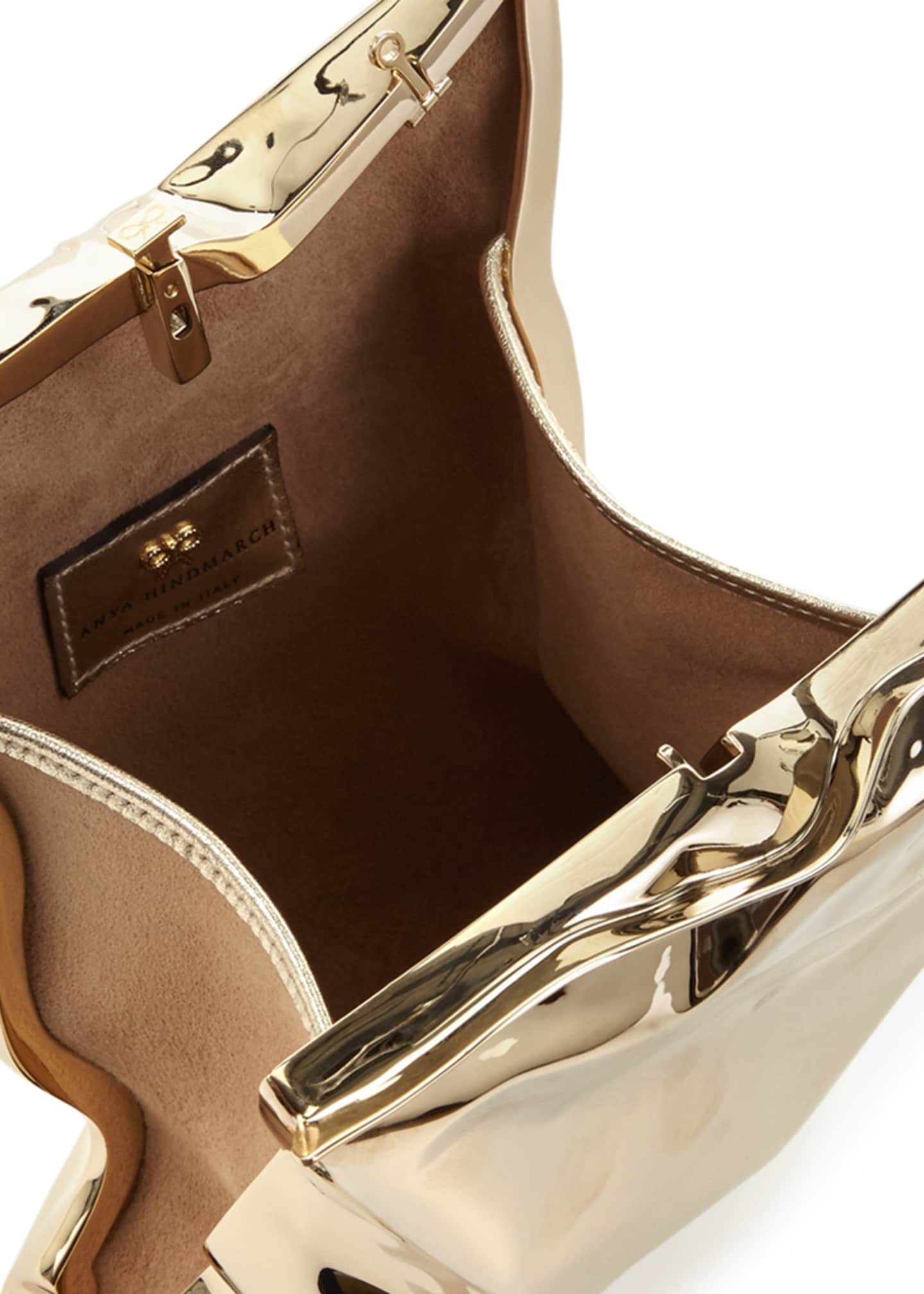 Anya Hindmarch Crisp Packet Metal Clutch Bag, Golden Bergdorf Goodman