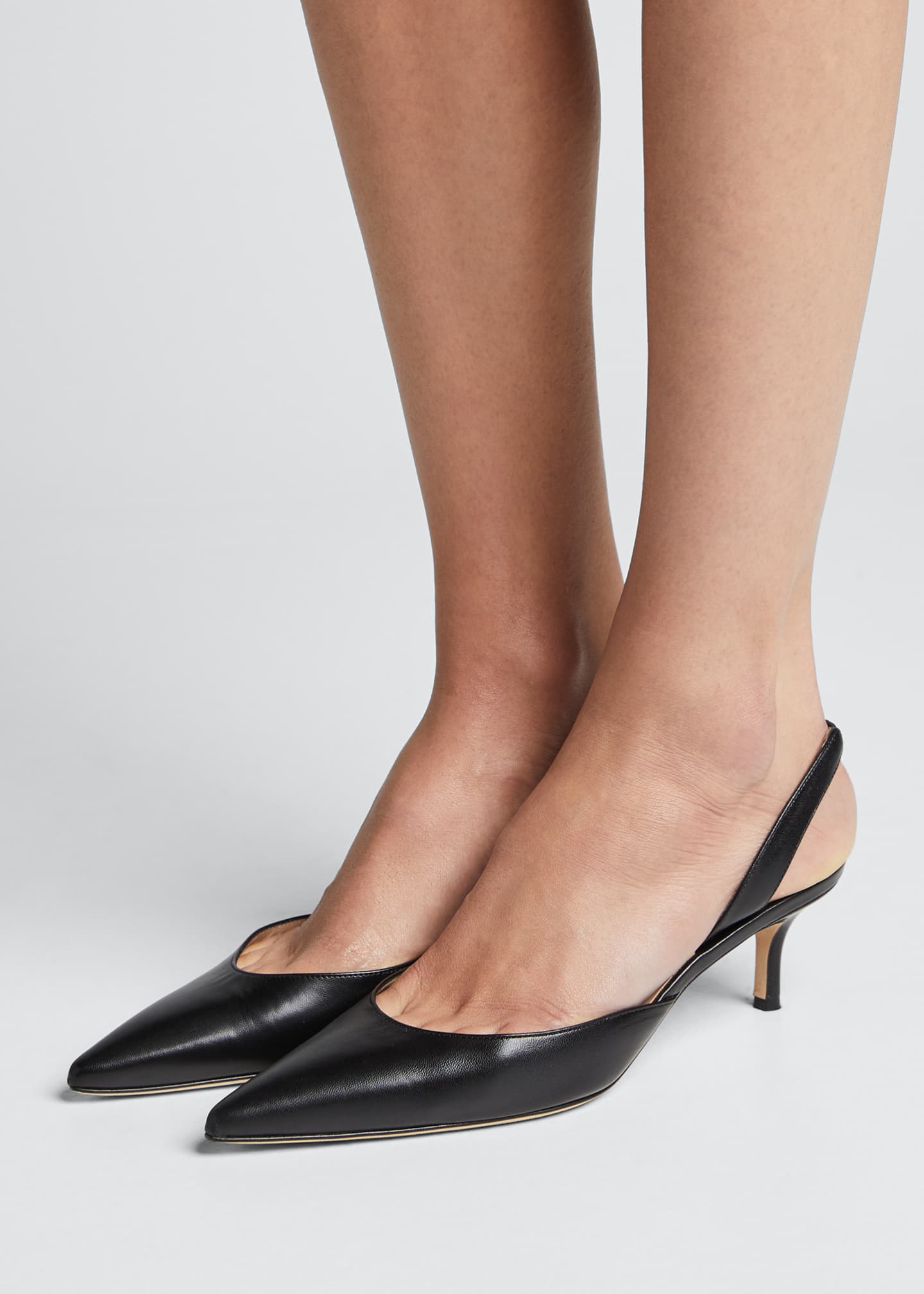 Manolo Blahnik Carolyne Leather Low Heel Slingback Pump Bergdorf Goodman