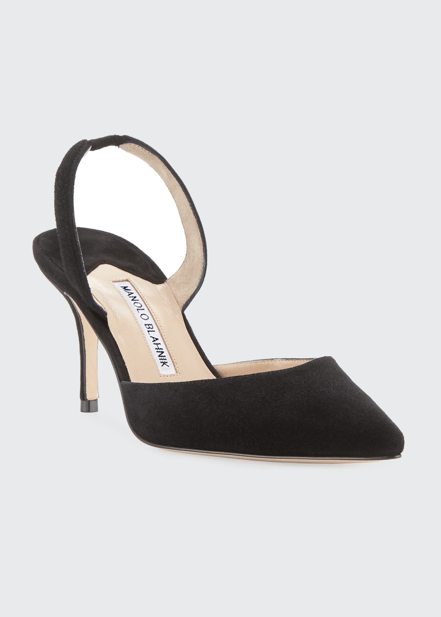 Manolo Blahnik Carolyne Suede Mid-Heel Slingback Pump - Bergdorf Goodman