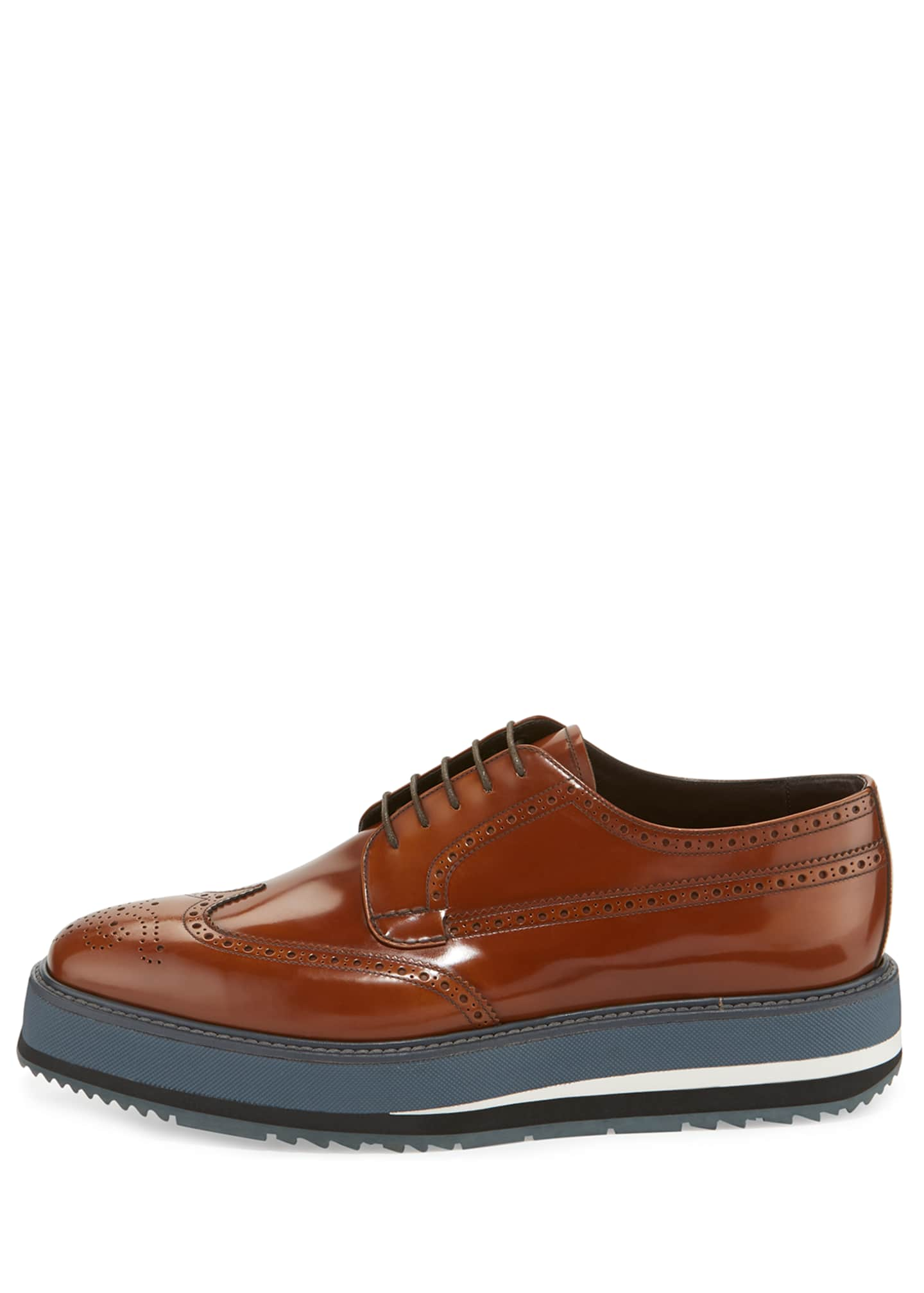 Prada Men's Spazzolato Creeper Brogue Platform Shoe, Light Brown - Bergdorf  Goodman