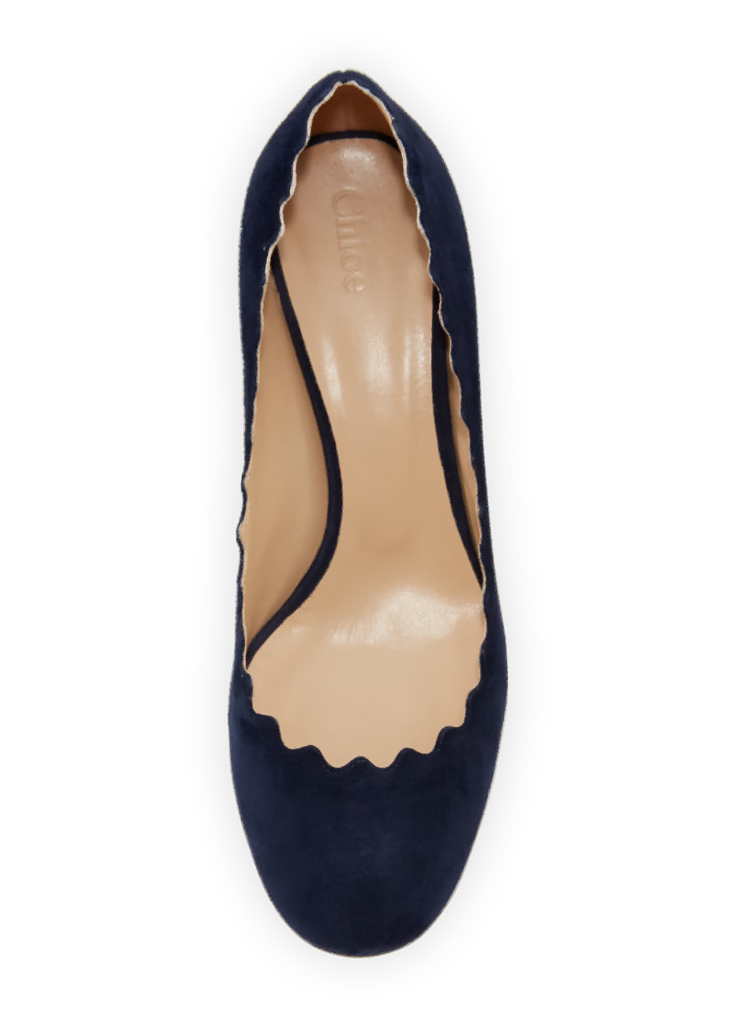 chloe scalloped block heel