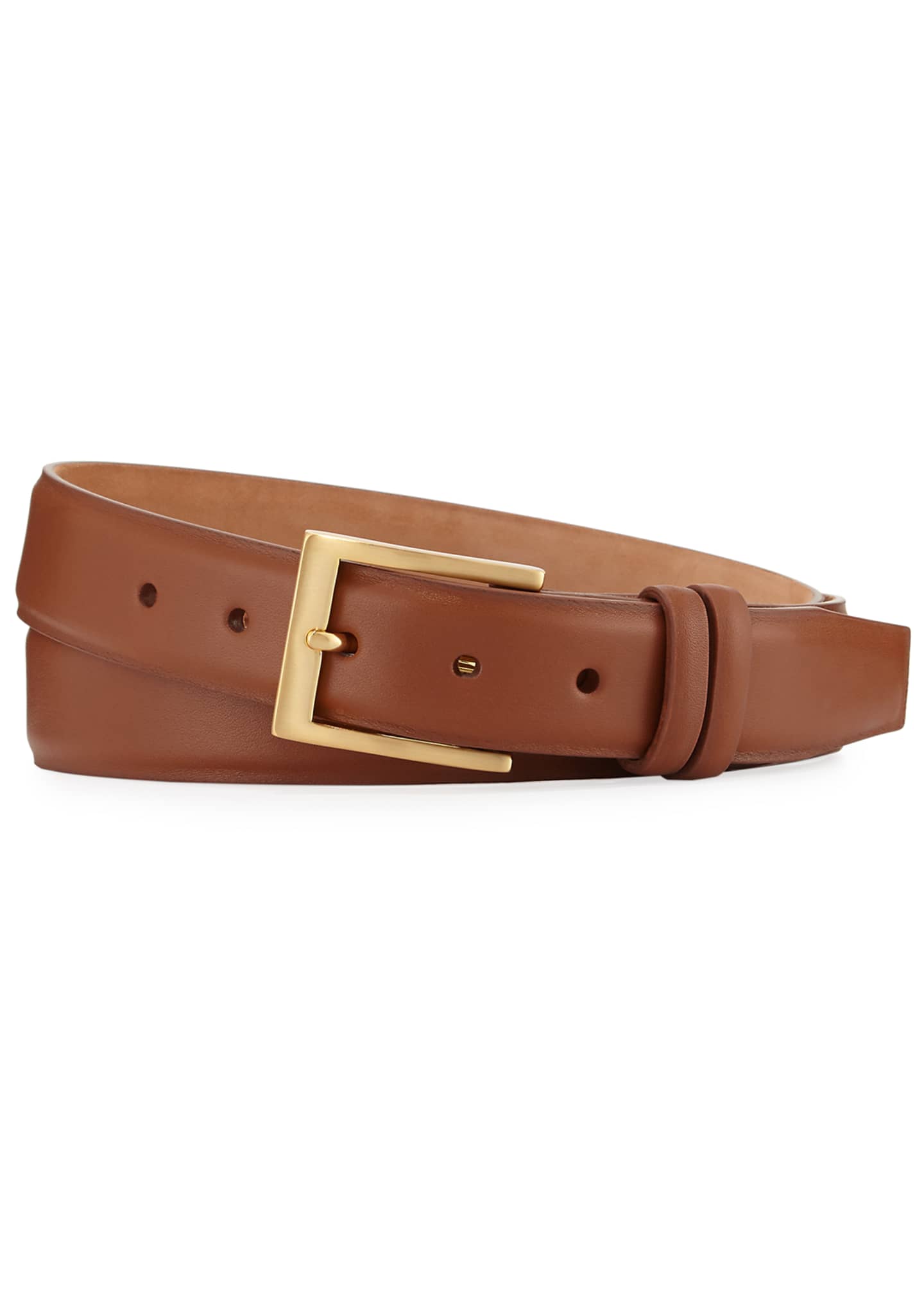 W. Kleinberg Basic Leather Belt with Interchangeable Buckles, Brown