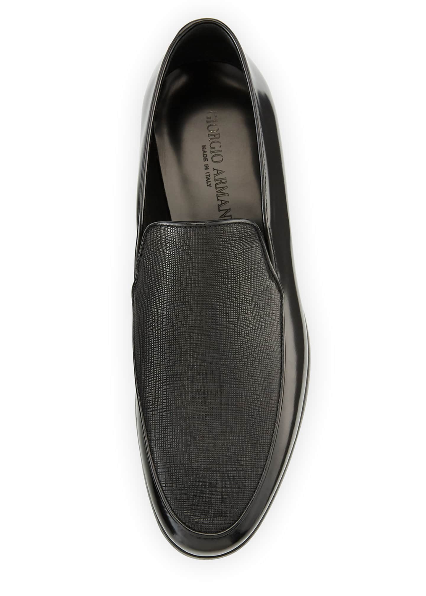 Giorgio Armani Saffiano Leather Venetian Loafer, Black - Bergdorf Goodman