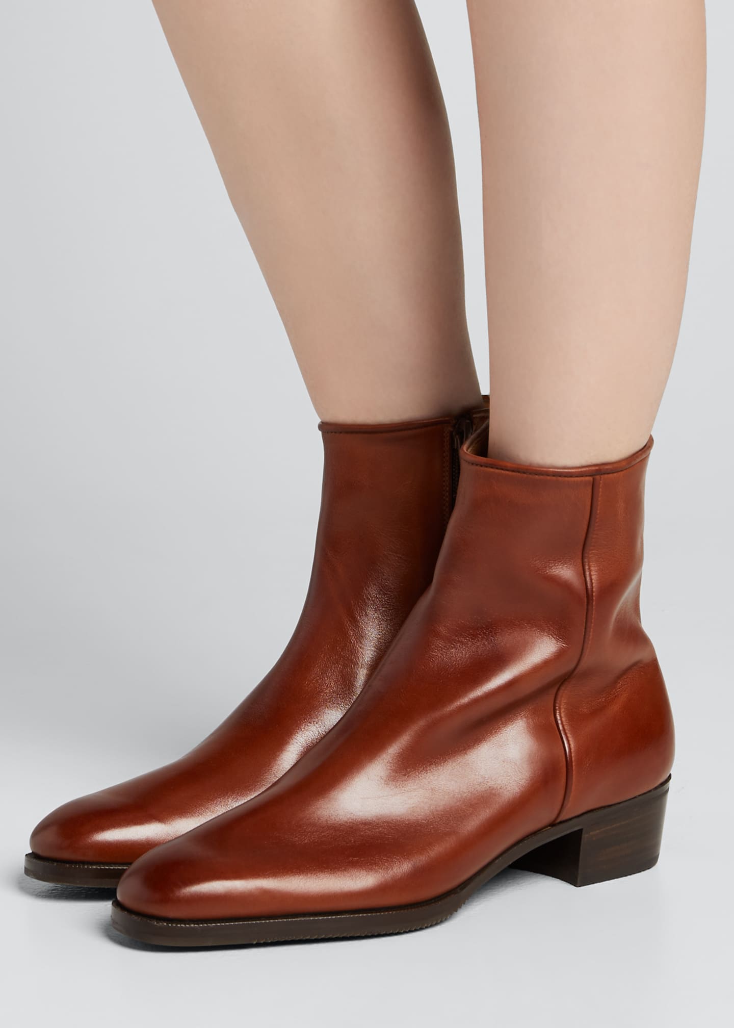leather zip ankle boots