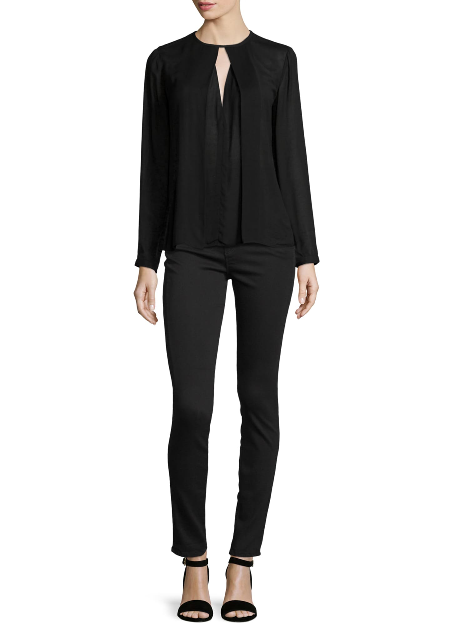 J Brand Natasha High-Waist Skinny Jeans, Black - Bergdorf Goodman