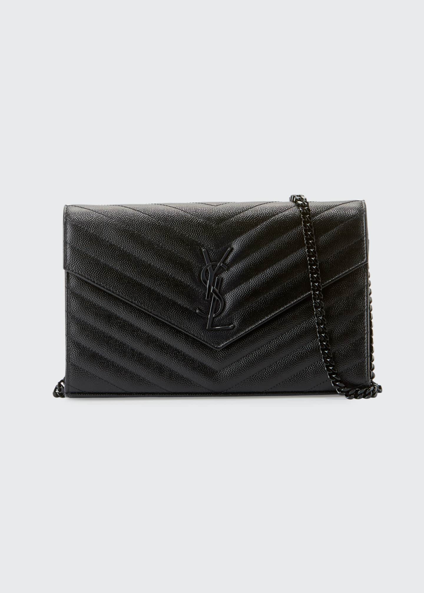 Saint Laurent Monogram Ysl Matelasse Leather Wallet On Chain