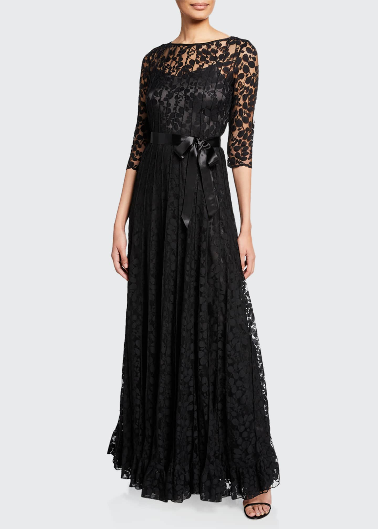 Rickie Freeman for Teri Jon 3/4-Sleeve Lace Overlay Gown - Bergdorf Goodman