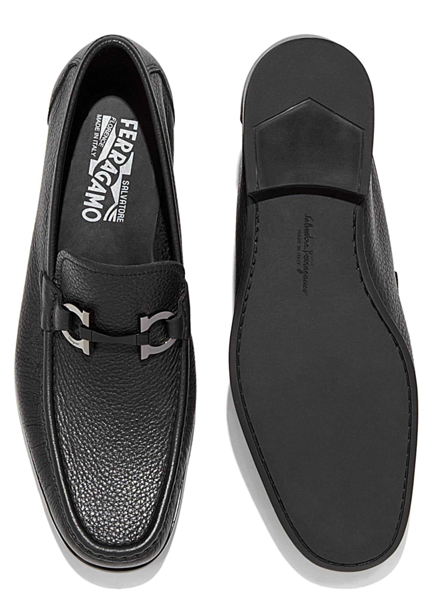 salvatore ferragamo side buckle leather loafers