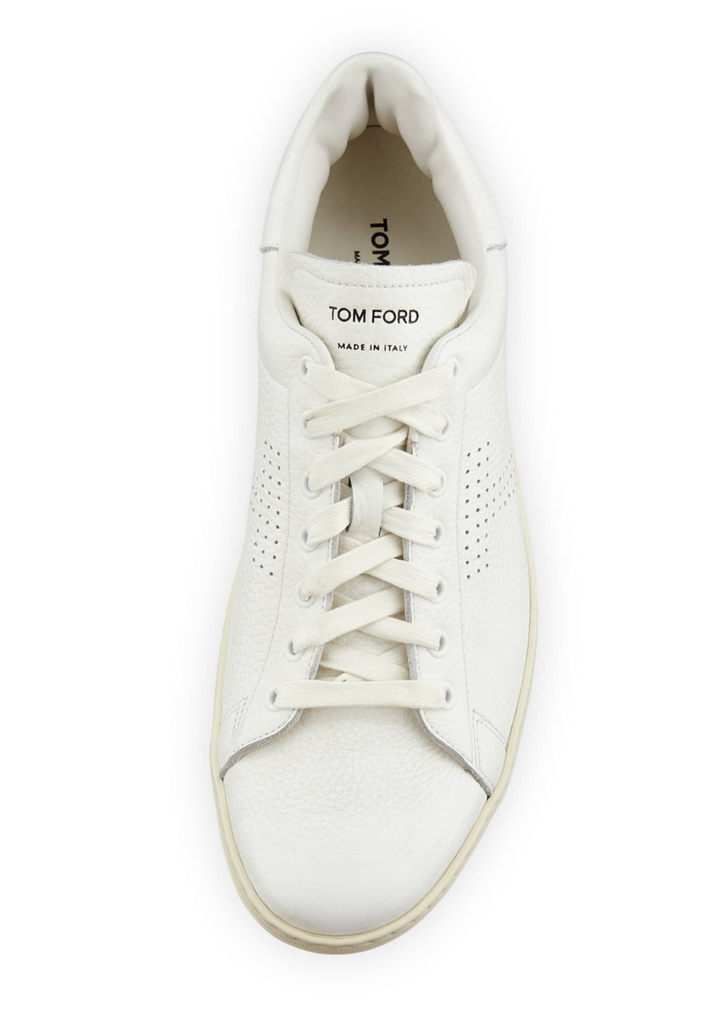 TOM FORD Men's Warwick Grained Leather Low-Top Sneakers, White ...