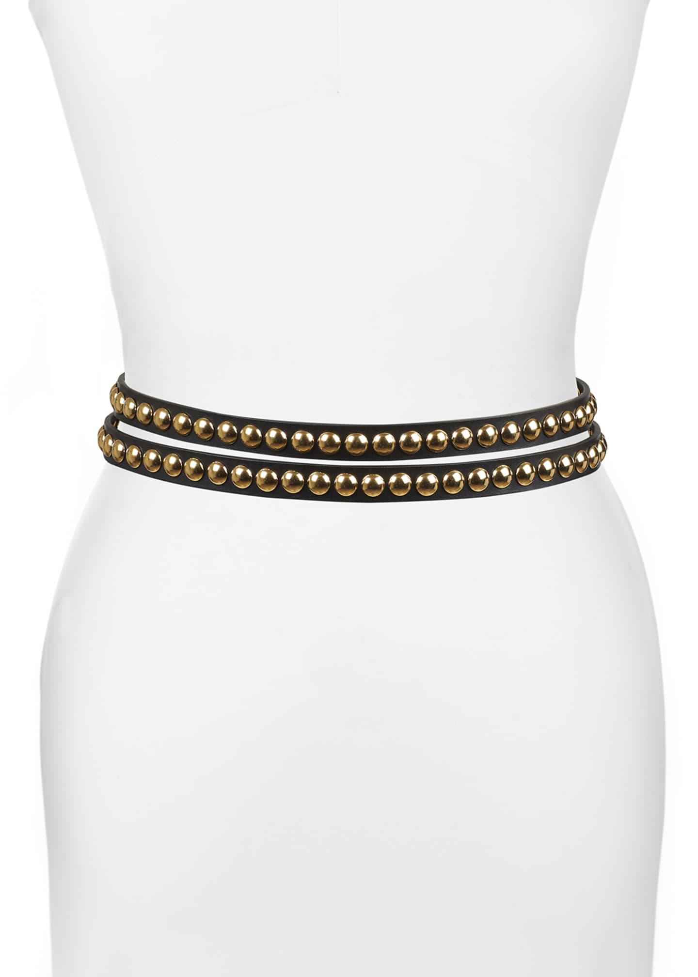 Burberry Studded Leather Wrap Belt, Black Bergdorf Goodman