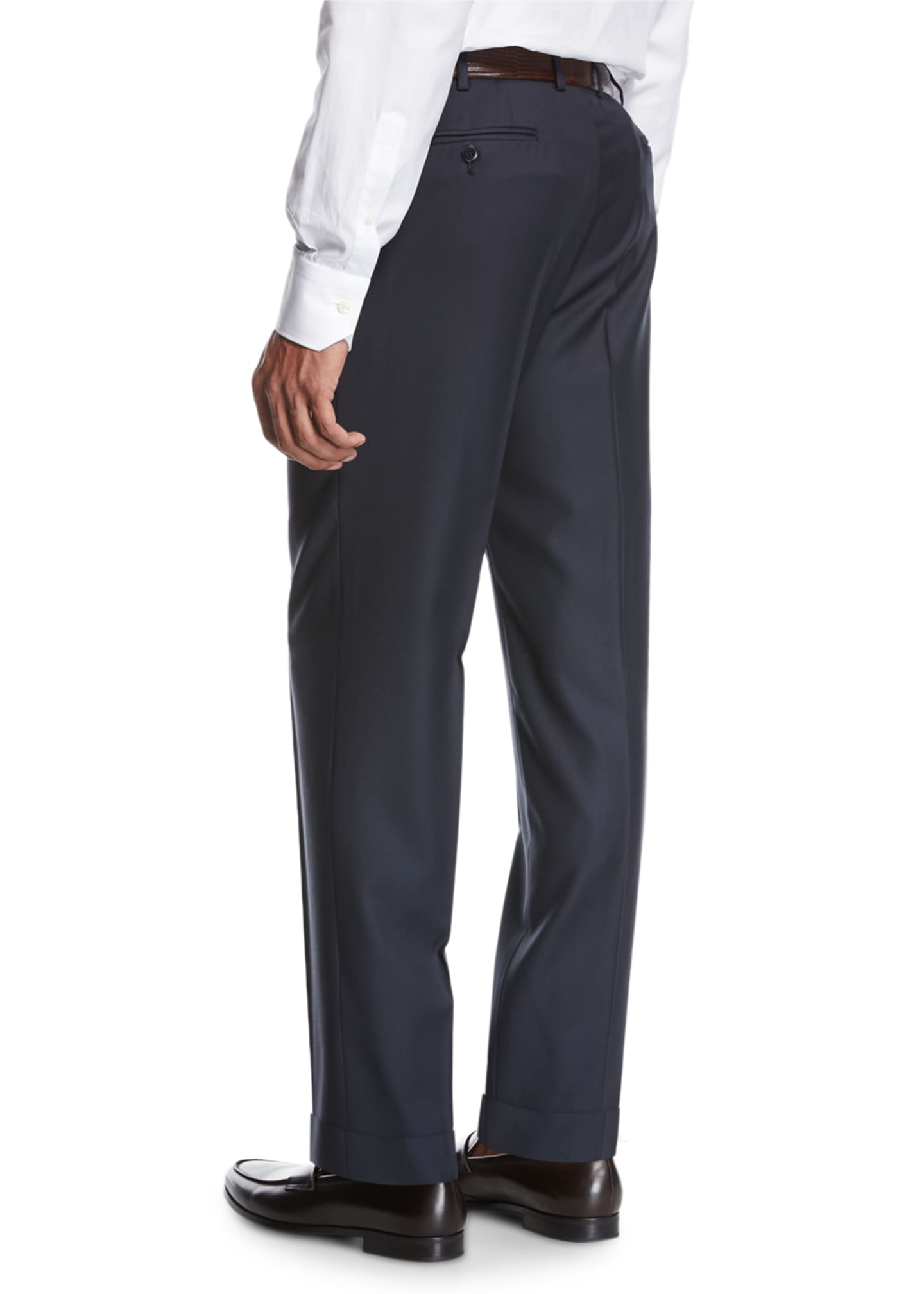 high rise flat front trousers
