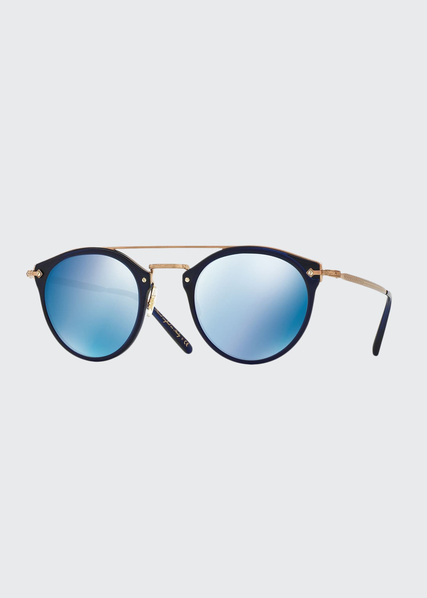 Oliver Peoples Remick Mirrored BrowBar Sunglasses, Blue Bergdorf Goodman