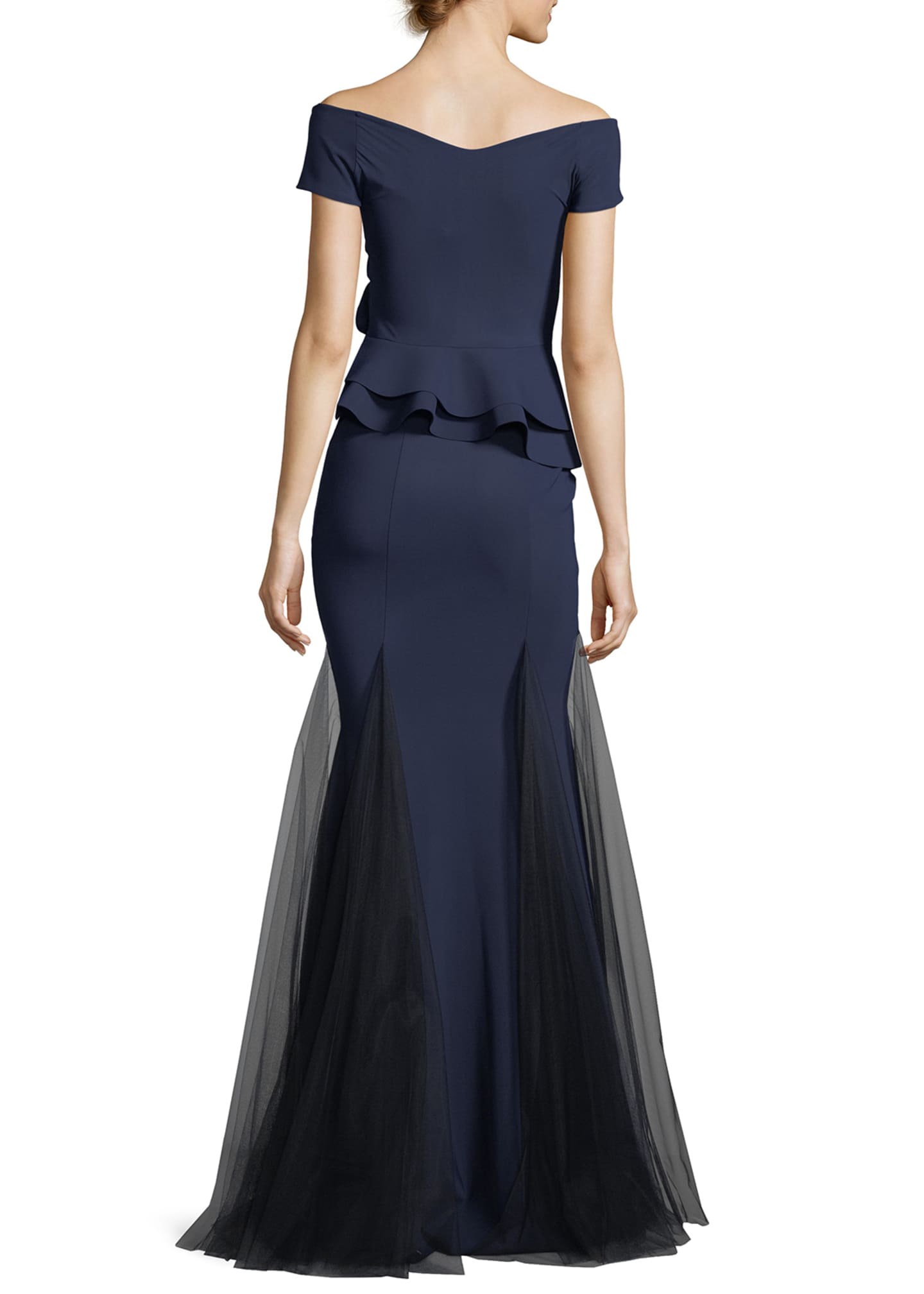 peplum mermaid gown