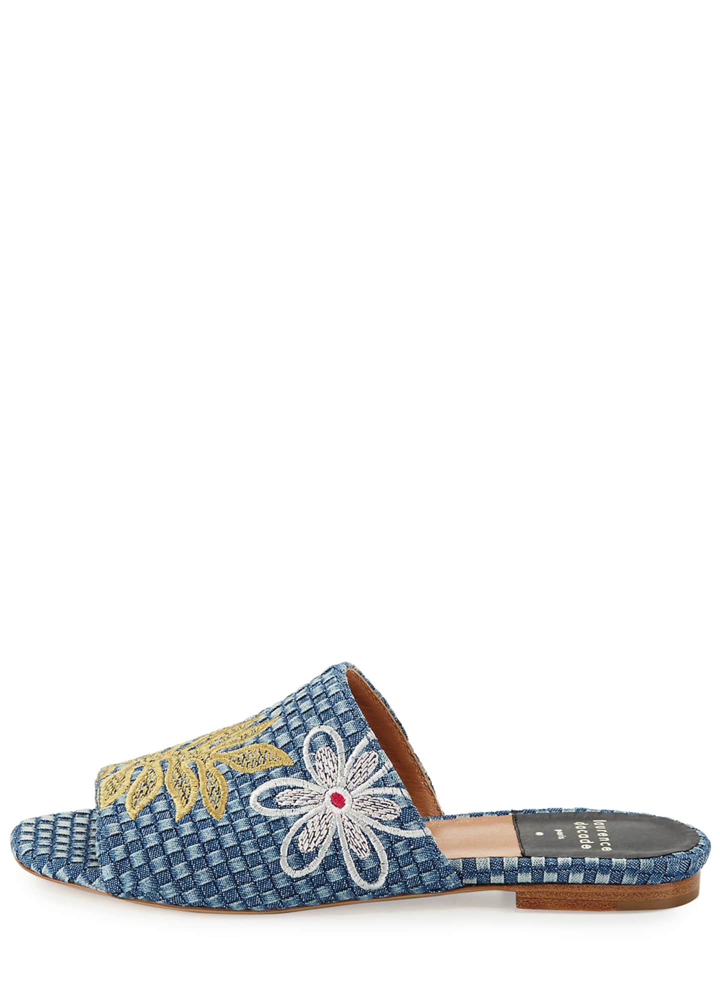 Laurence Dacade Nice Embroidered Denim Slide Sandals Image 3 of 5