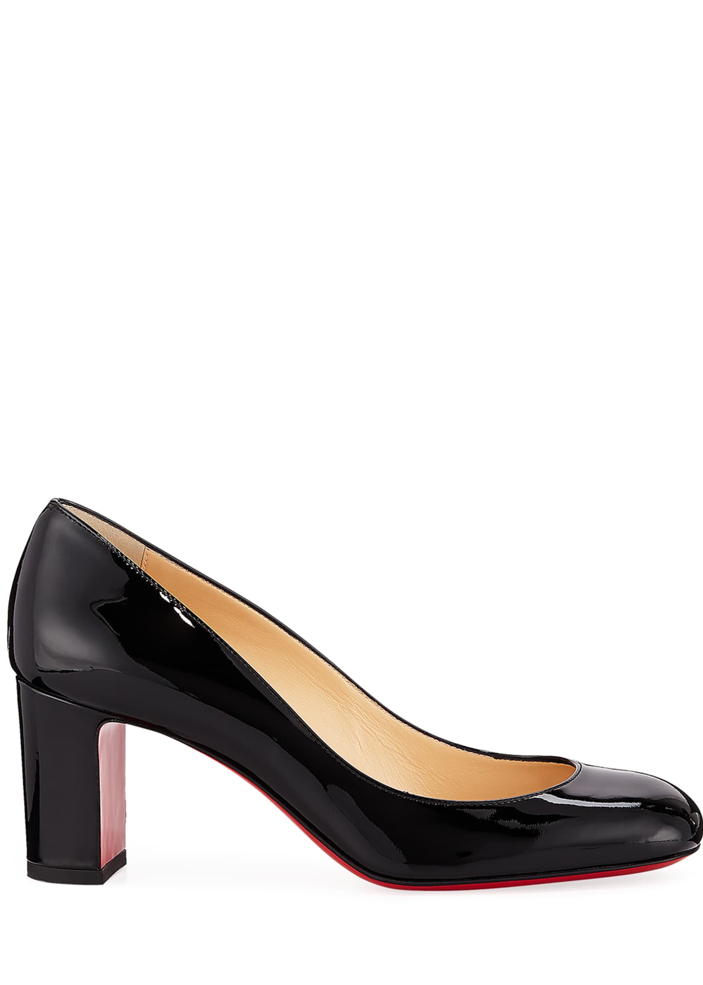 cadrilla patent block heel red sole pump