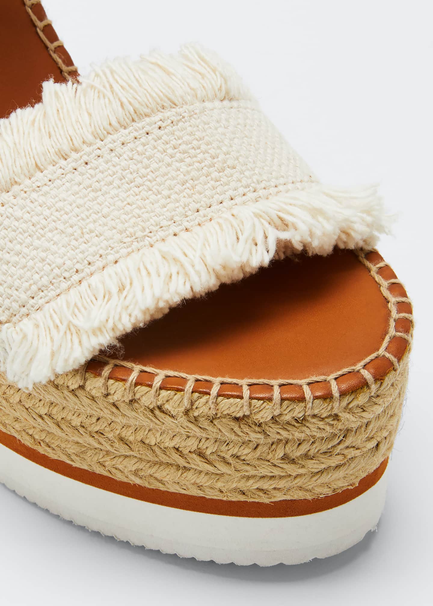 See by Chloe Glyn Canvas & Leather Espadrille Sandal, Cream/Tan