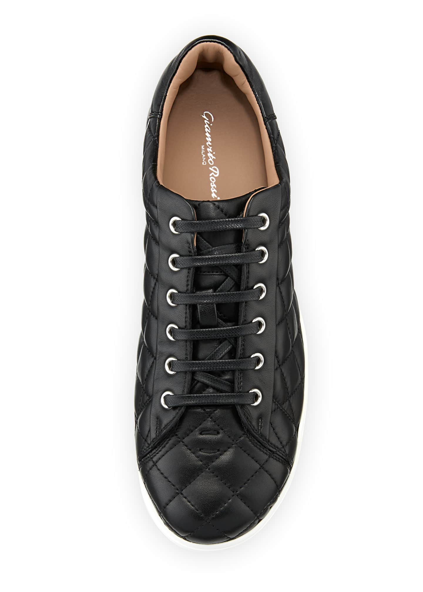 Gianvito Rossi Men's Quilted Leather Low-Top Sneakers, Black (Nero 