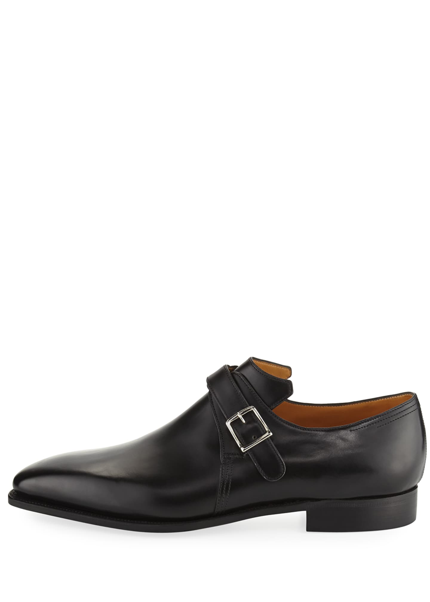 Corthay Arca Calf Leather Monk Shoe, Black - Bergdorf Goodman