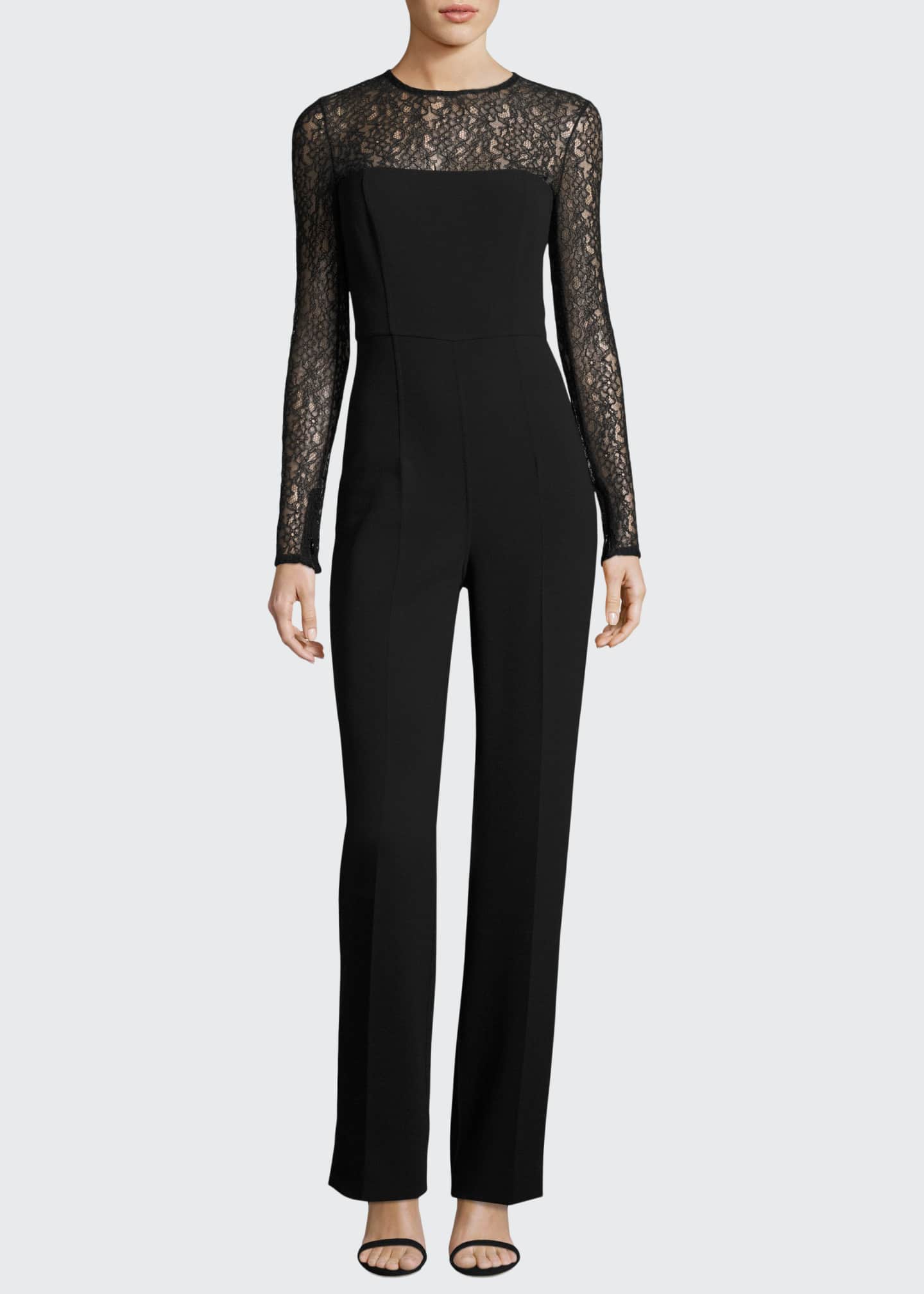 Michael Kors Collection Wool-Crepe Long-Sleeve Jumpsuit, Black - Bergdorf  Goodman