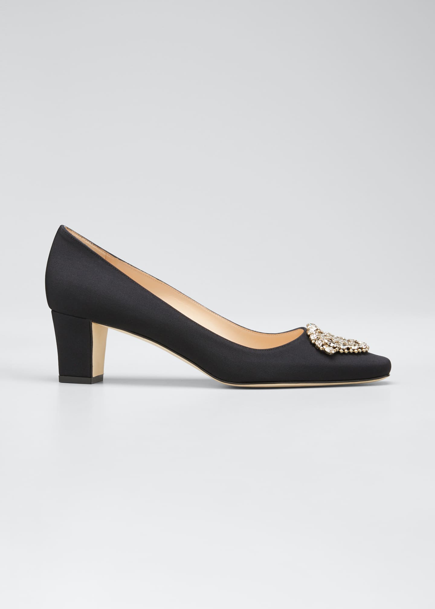 Manolo Blahnik Okkato Low-Heel Crepe Pumps, Black - Bergdorf Goodman