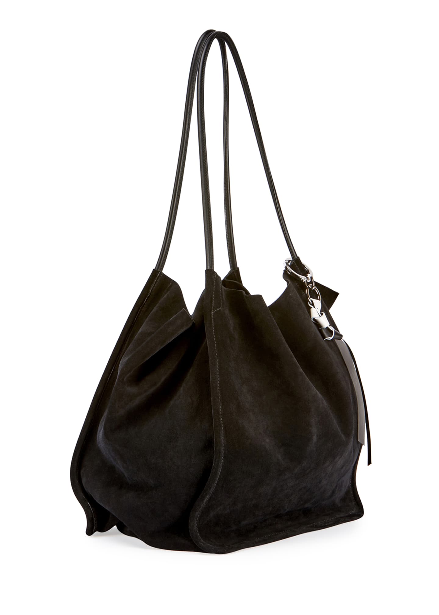 black suede tote bag
