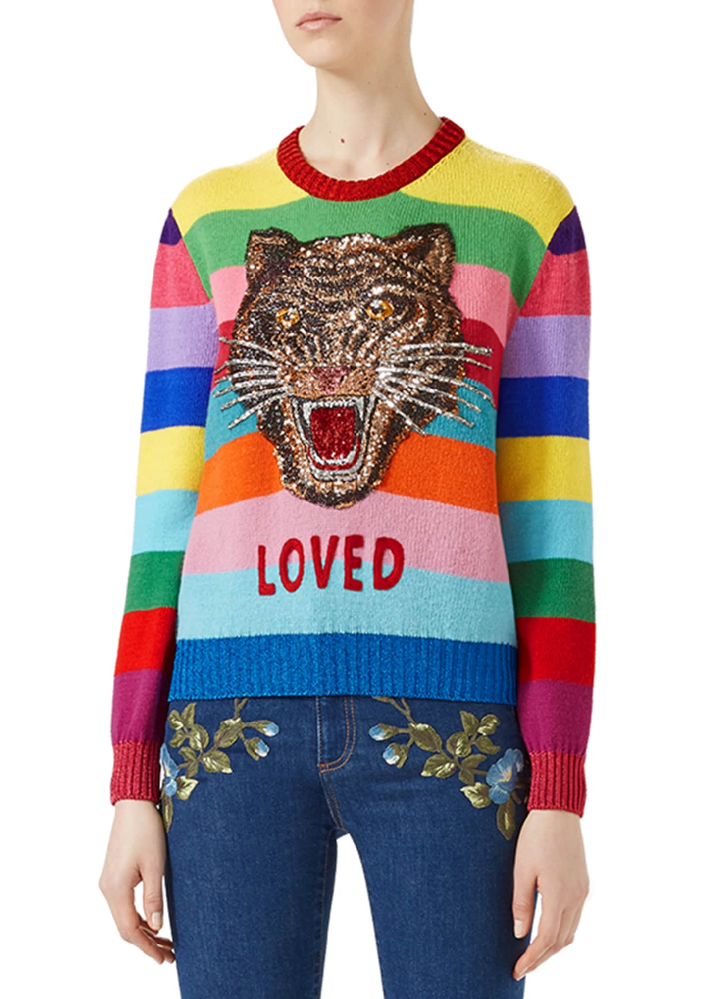 gucci striped tiger sweater