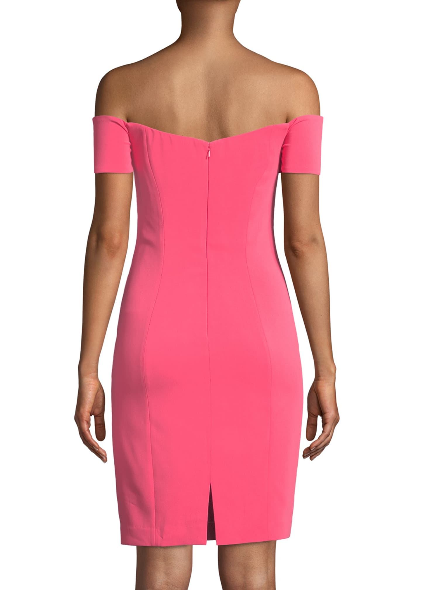 Badgley Mischka Collection Off The Shoulder Crepe Cocktail Sheath Dress Bergdorf Goodman 