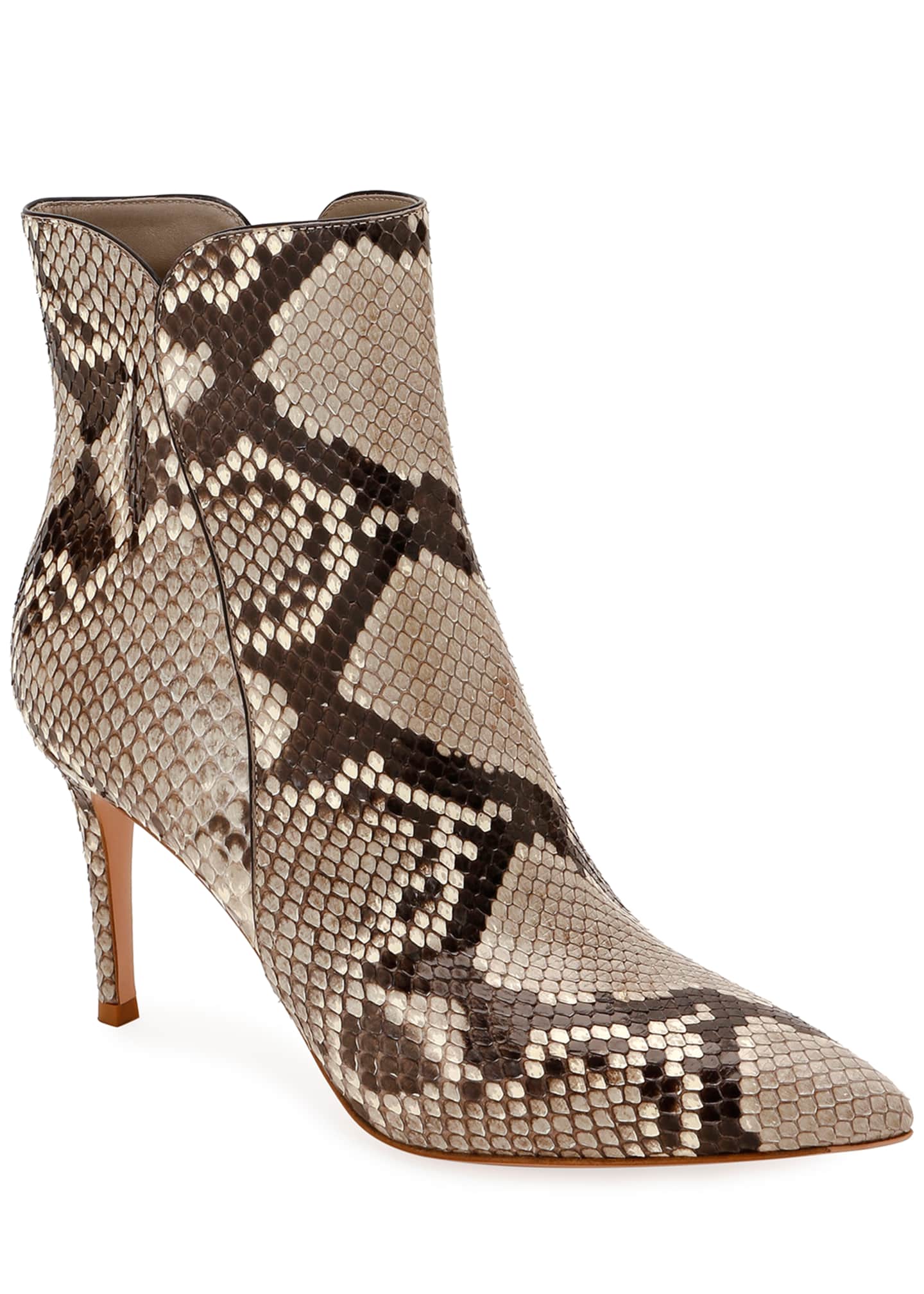 Gianvito Rossi Levy Notched Leather 85mm Booties - Bergdorf Goodman