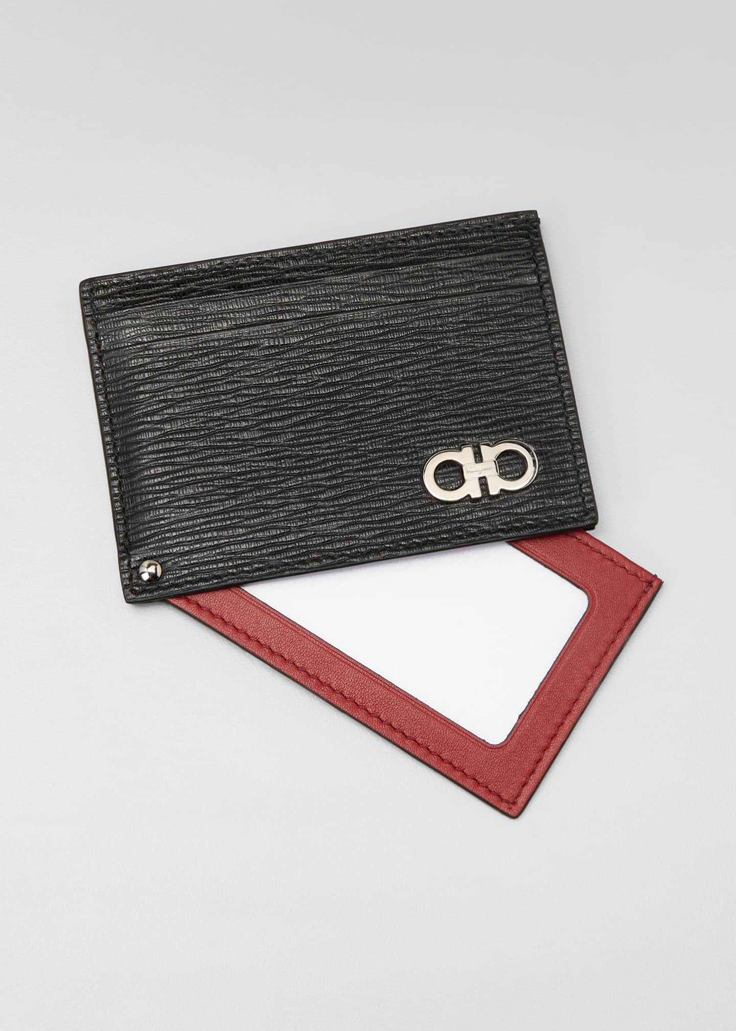 Salvatore Ferragamo Men's Revival Gancini Leather Card Case with Flip