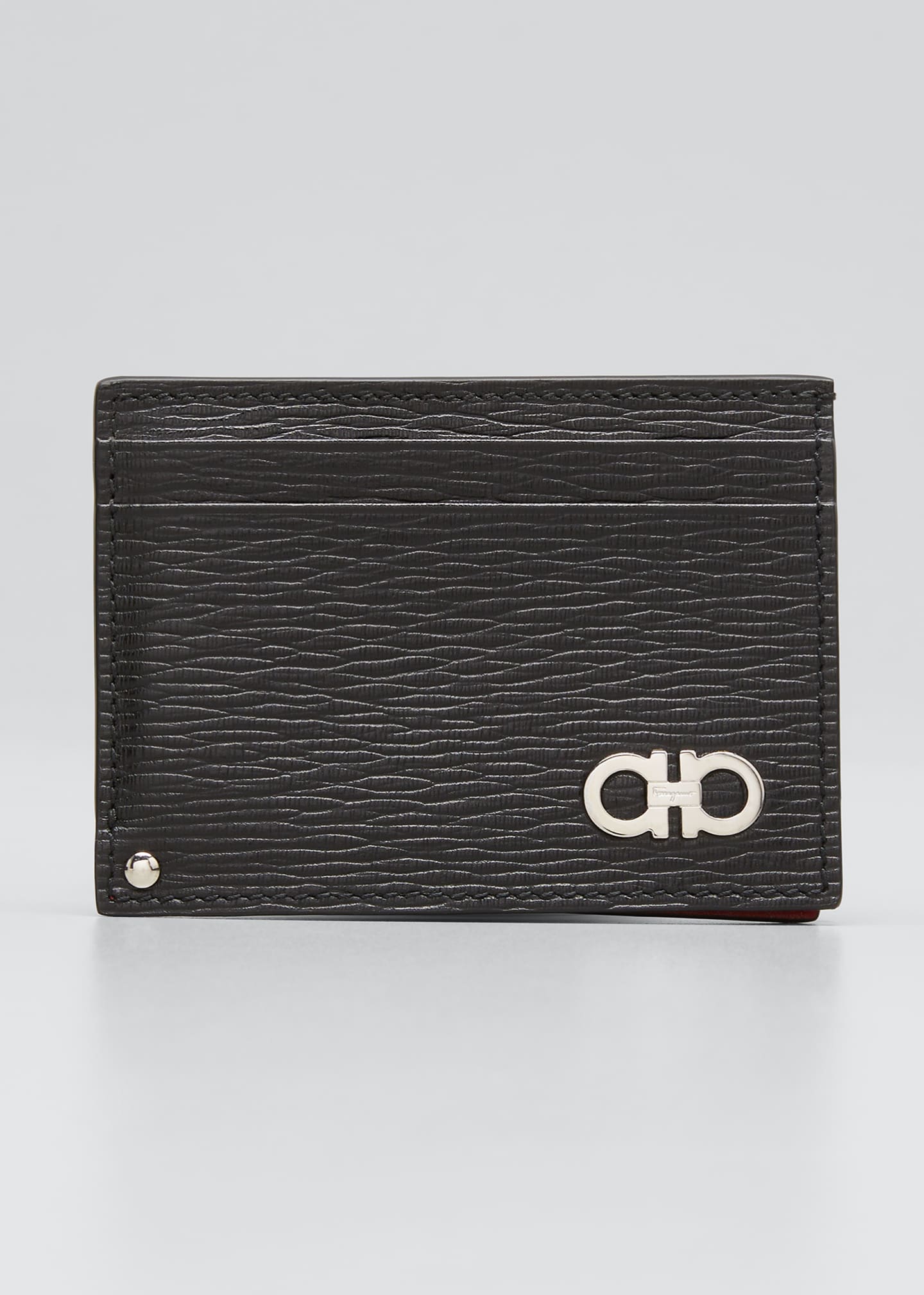 Salvatore Ferragamo Men's Revival Gancini Leather Card Case with Flip