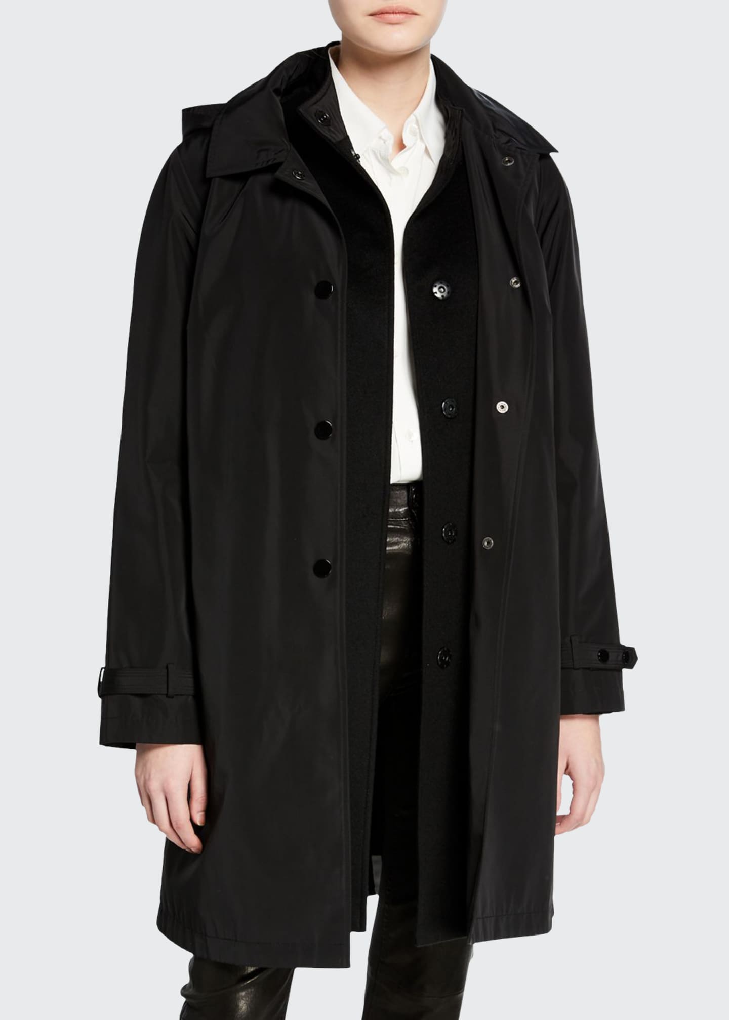 Jane Post Double Layer SnapFront Rain Coat Bergdorf Goodman