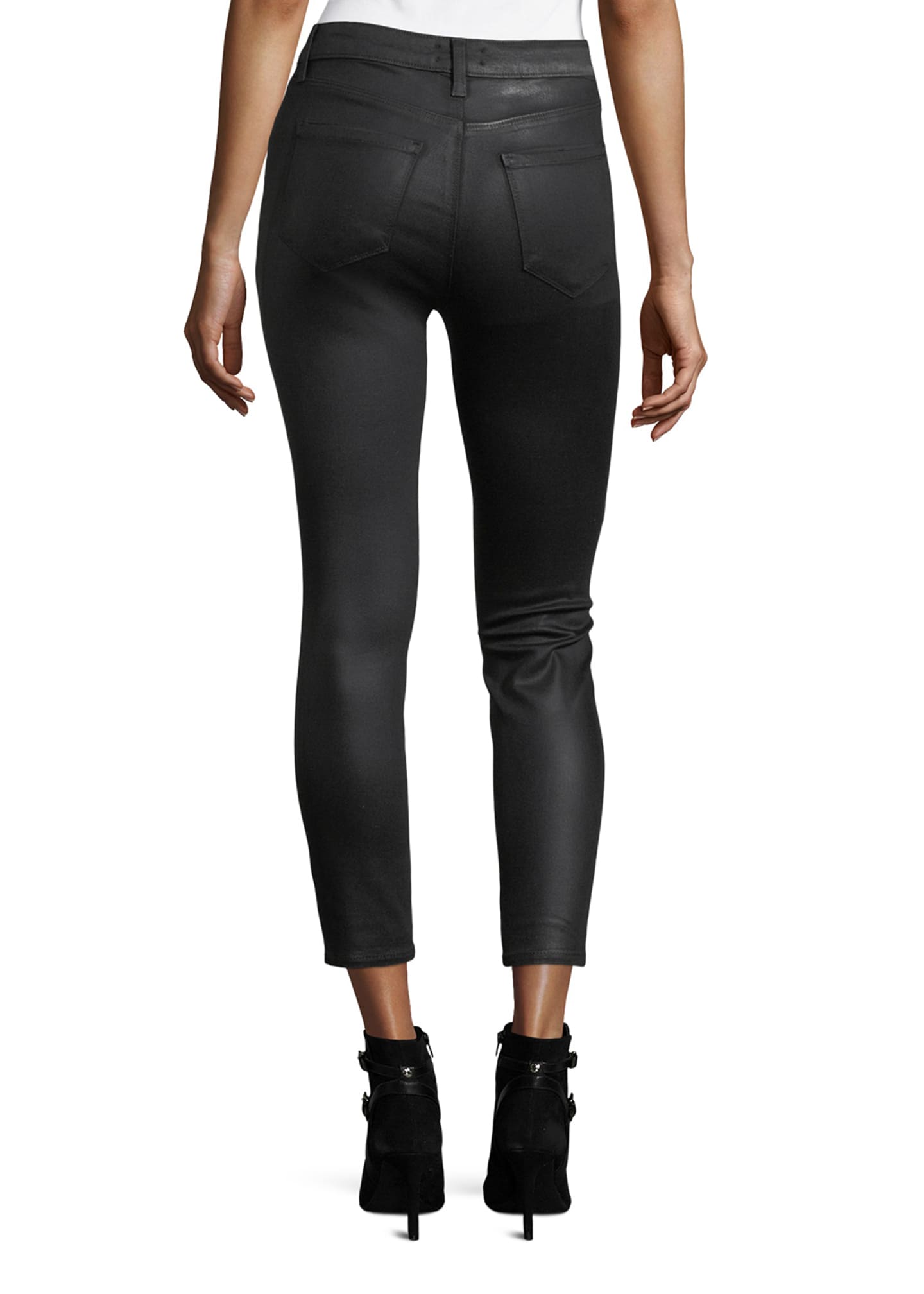 high rise coated jeans